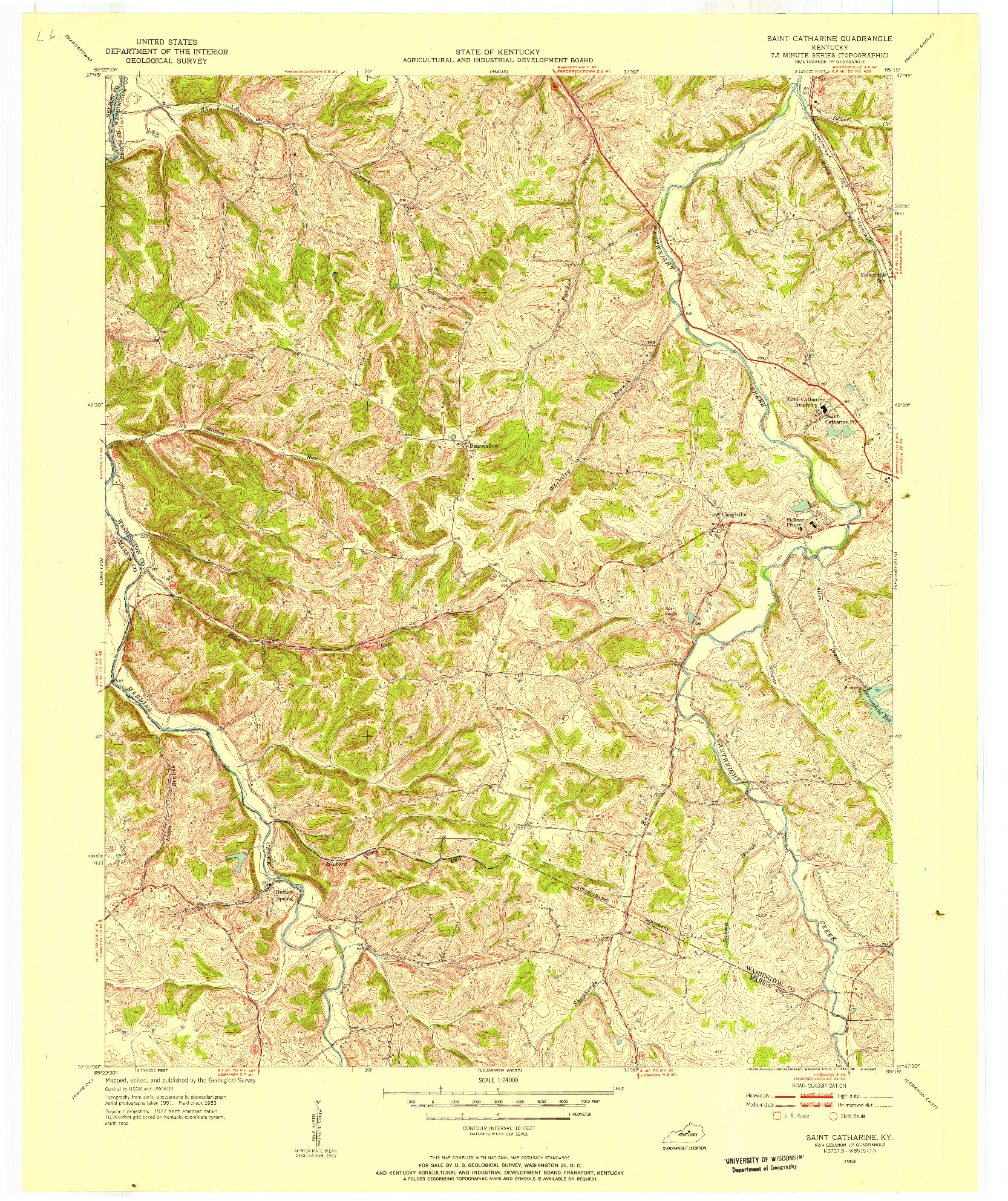 USGS 1:24000-SCALE QUADRANGLE FOR SAINT CATHARINE, KY 1953