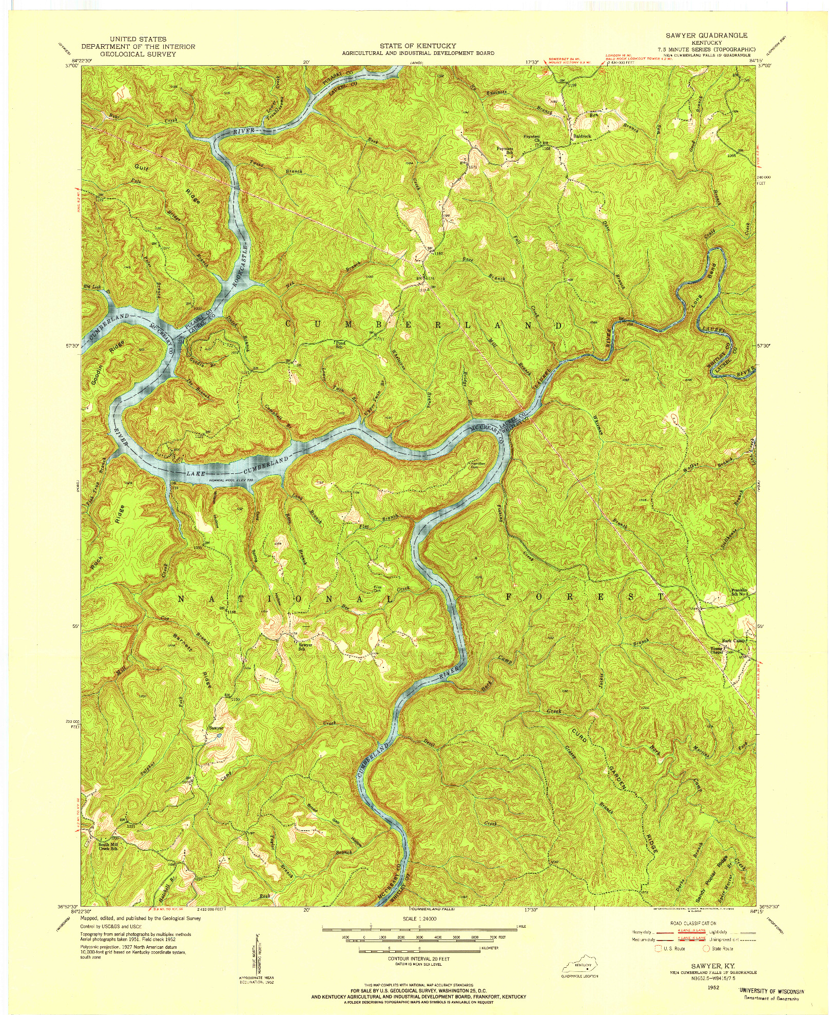 USGS 1:24000-SCALE QUADRANGLE FOR SAWYER, KY 1952