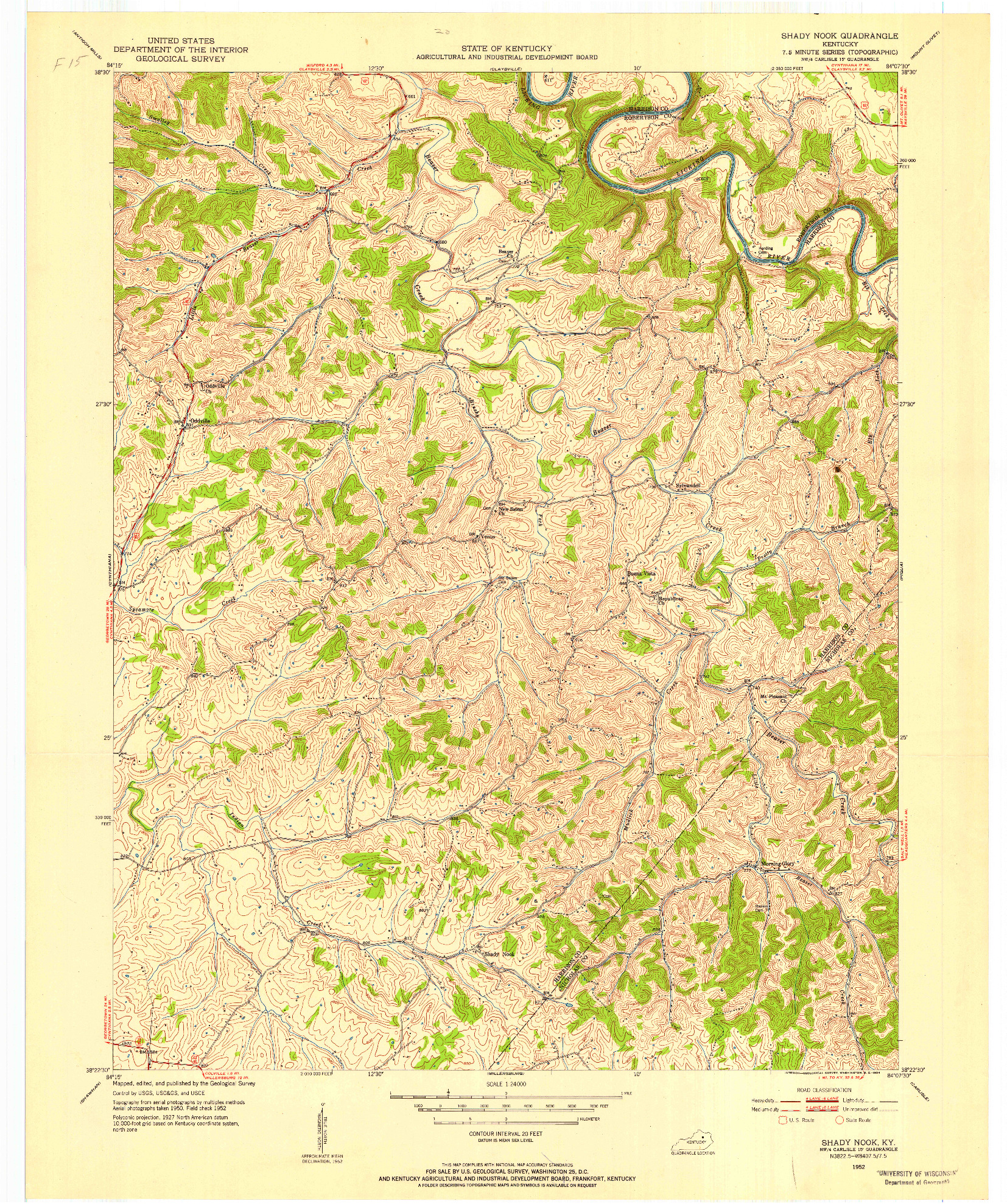 USGS 1:24000-SCALE QUADRANGLE FOR SHADY NOOK, KY 1952