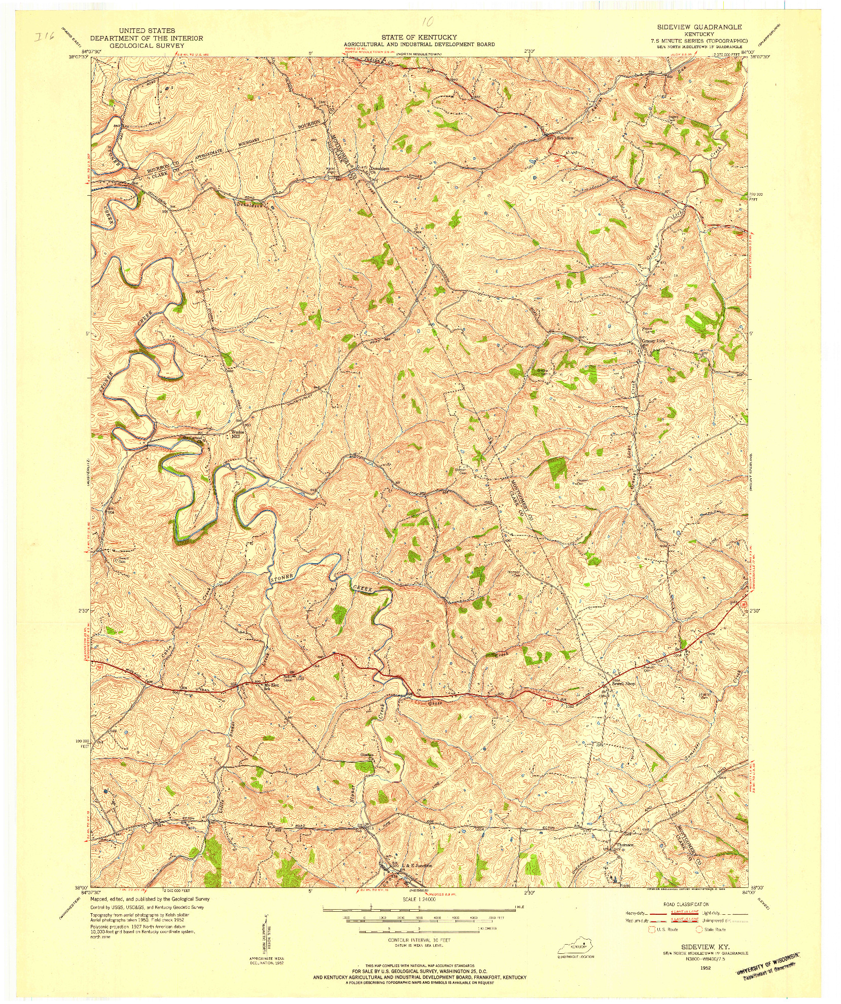 USGS 1:24000-SCALE QUADRANGLE FOR SIDEVIEW, KY 1952