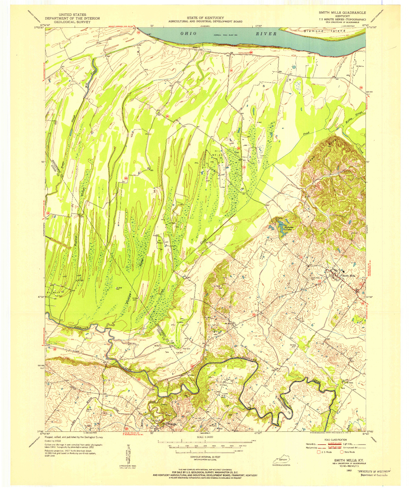 USGS 1:24000-SCALE QUADRANGLE FOR SMITH MILLS, KY 1952