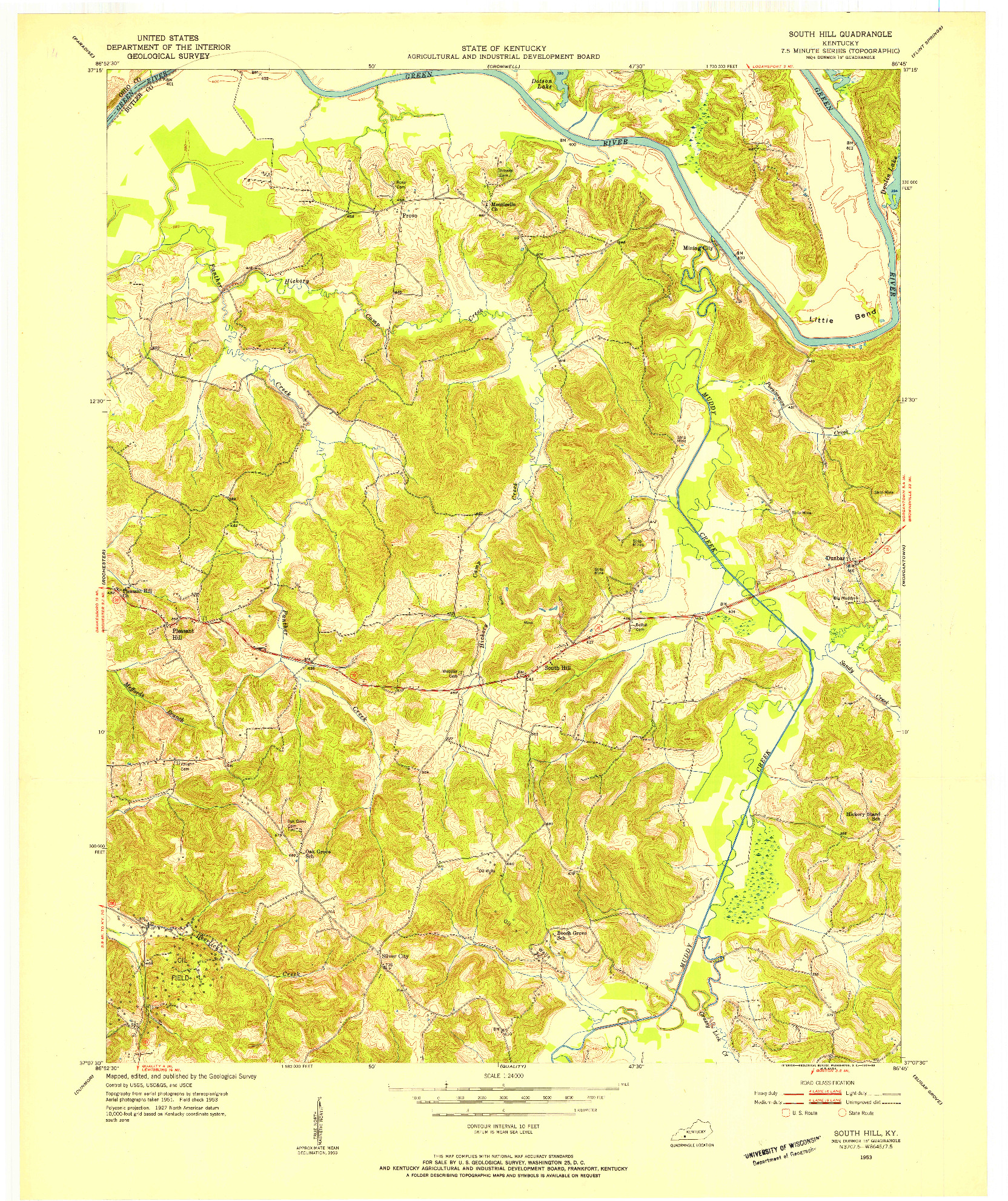 USGS 1:24000-SCALE QUADRANGLE FOR SOUTH HILL, KY 1953