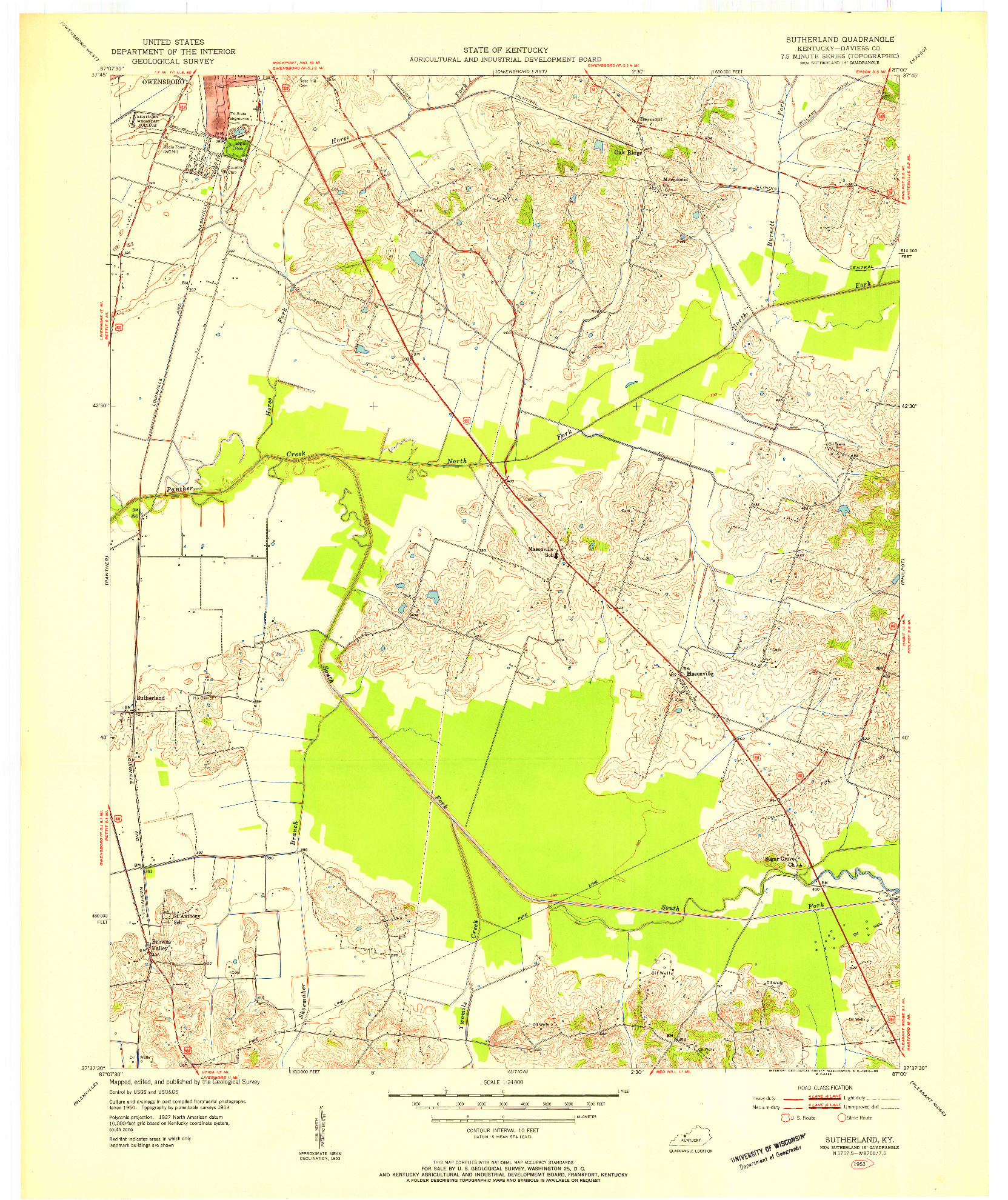 USGS 1:24000-SCALE QUADRANGLE FOR SUTHERLAND, KY 1953