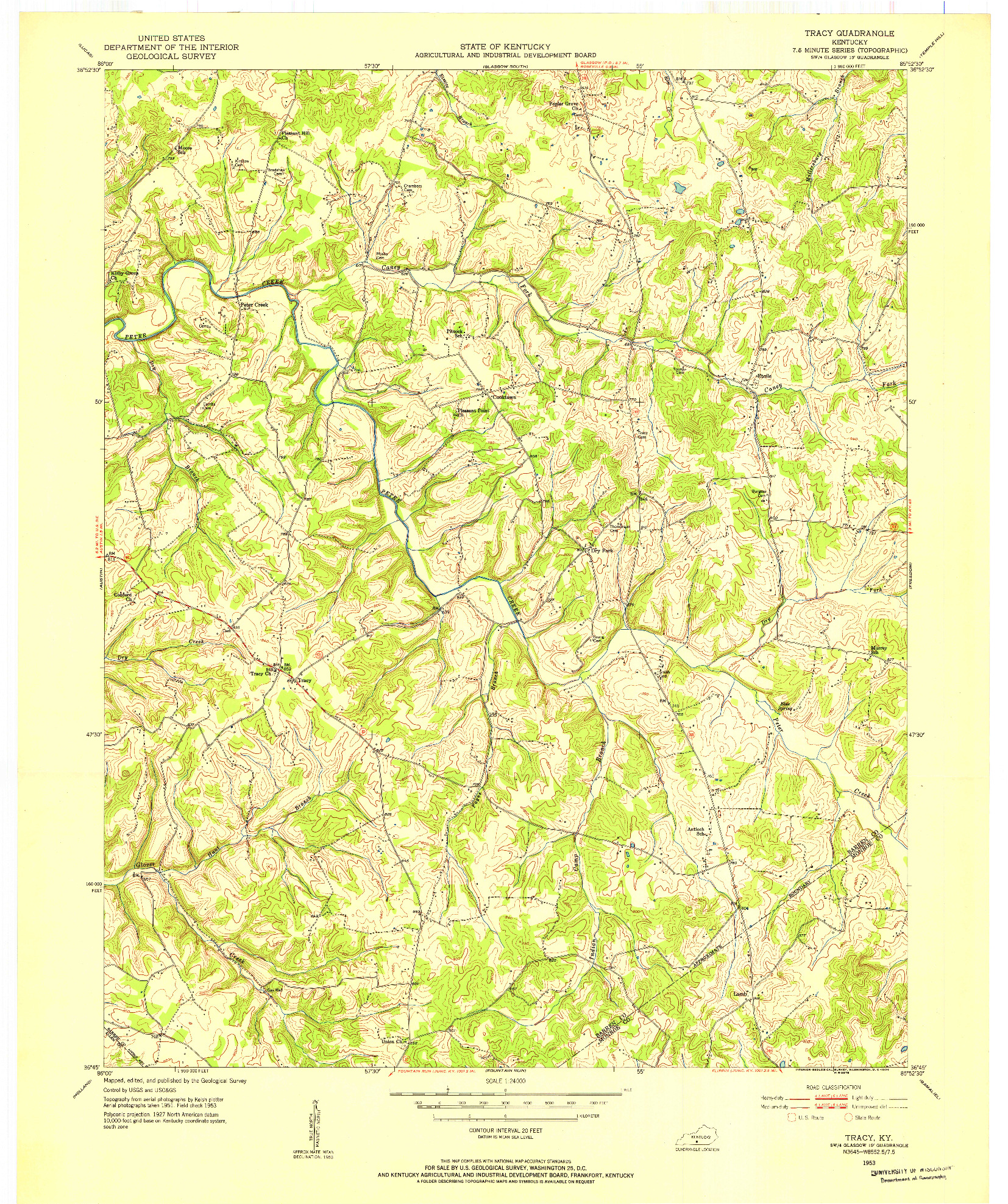 USGS 1:24000-SCALE QUADRANGLE FOR TRACY, KY 1953