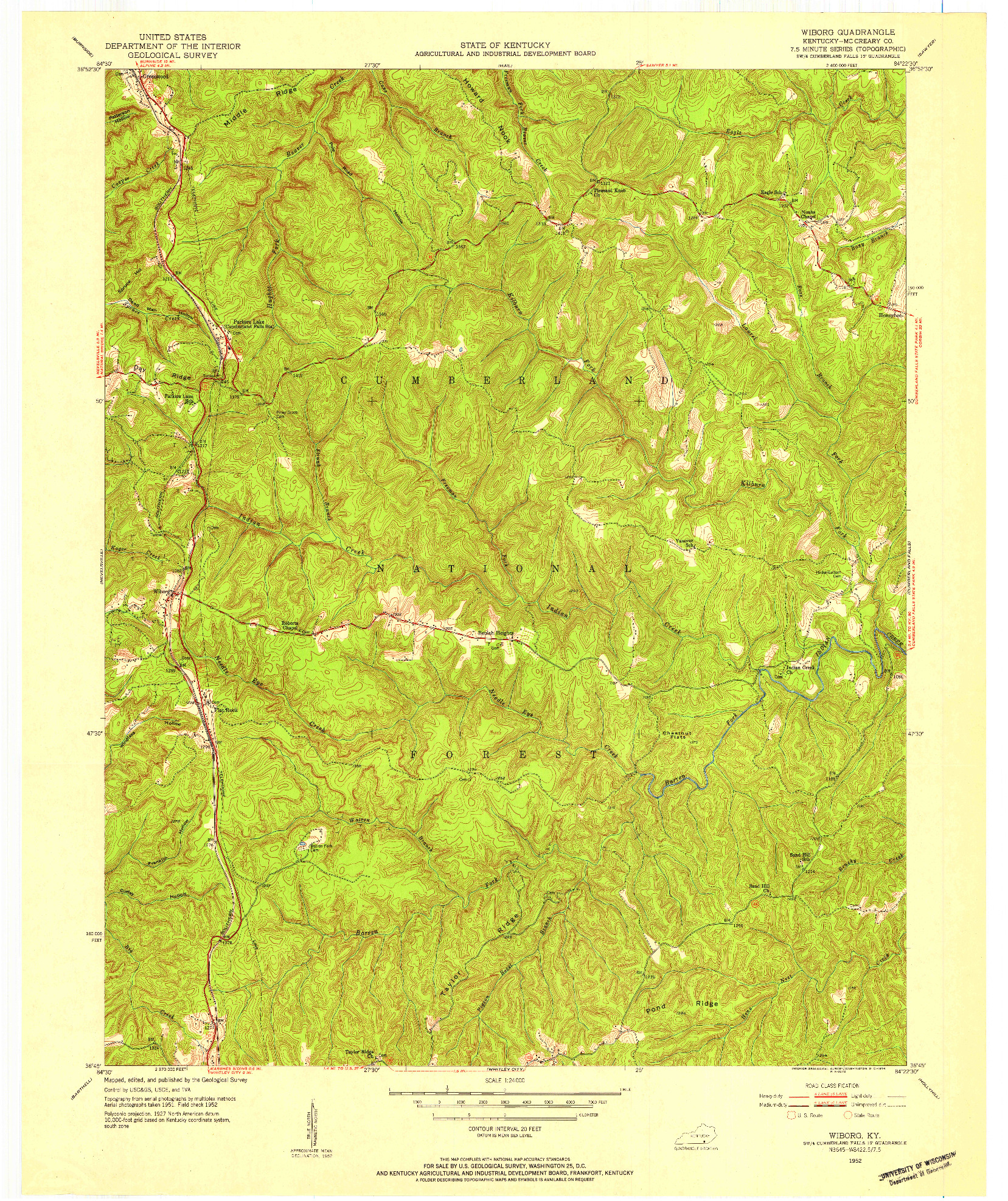 USGS 1:24000-SCALE QUADRANGLE FOR WIBORG, KY 1952
