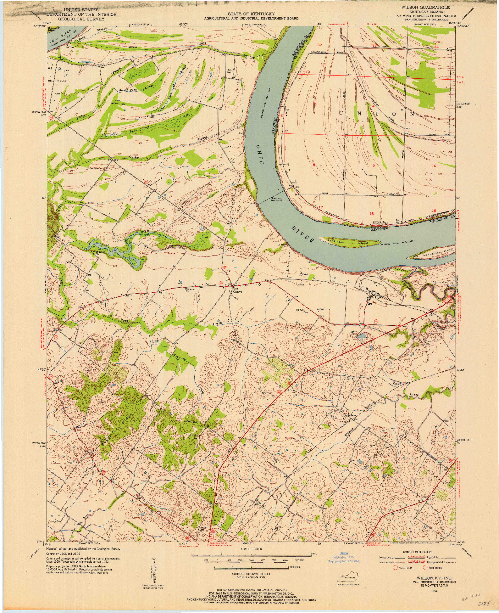 USGS 1:24000-SCALE QUADRANGLE FOR WILSON, KY 1952