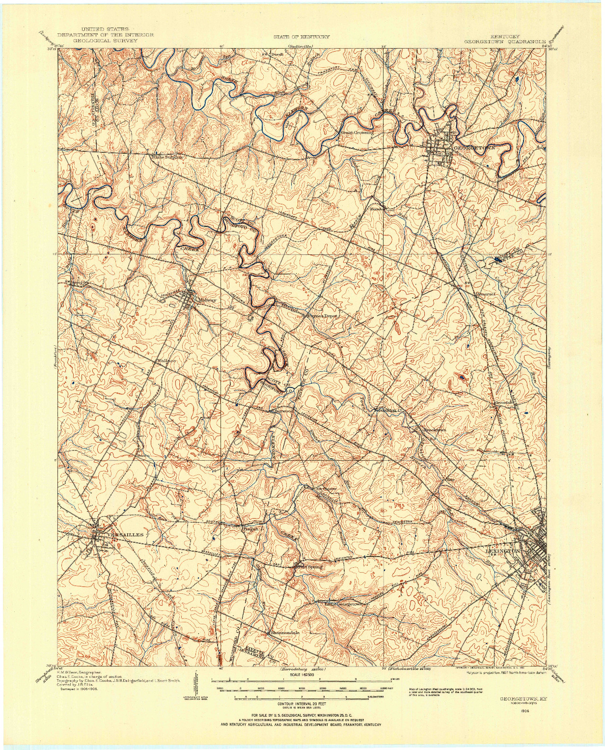 USGS 1:62500-SCALE QUADRANGLE FOR GEORGETOWN, KY 1906