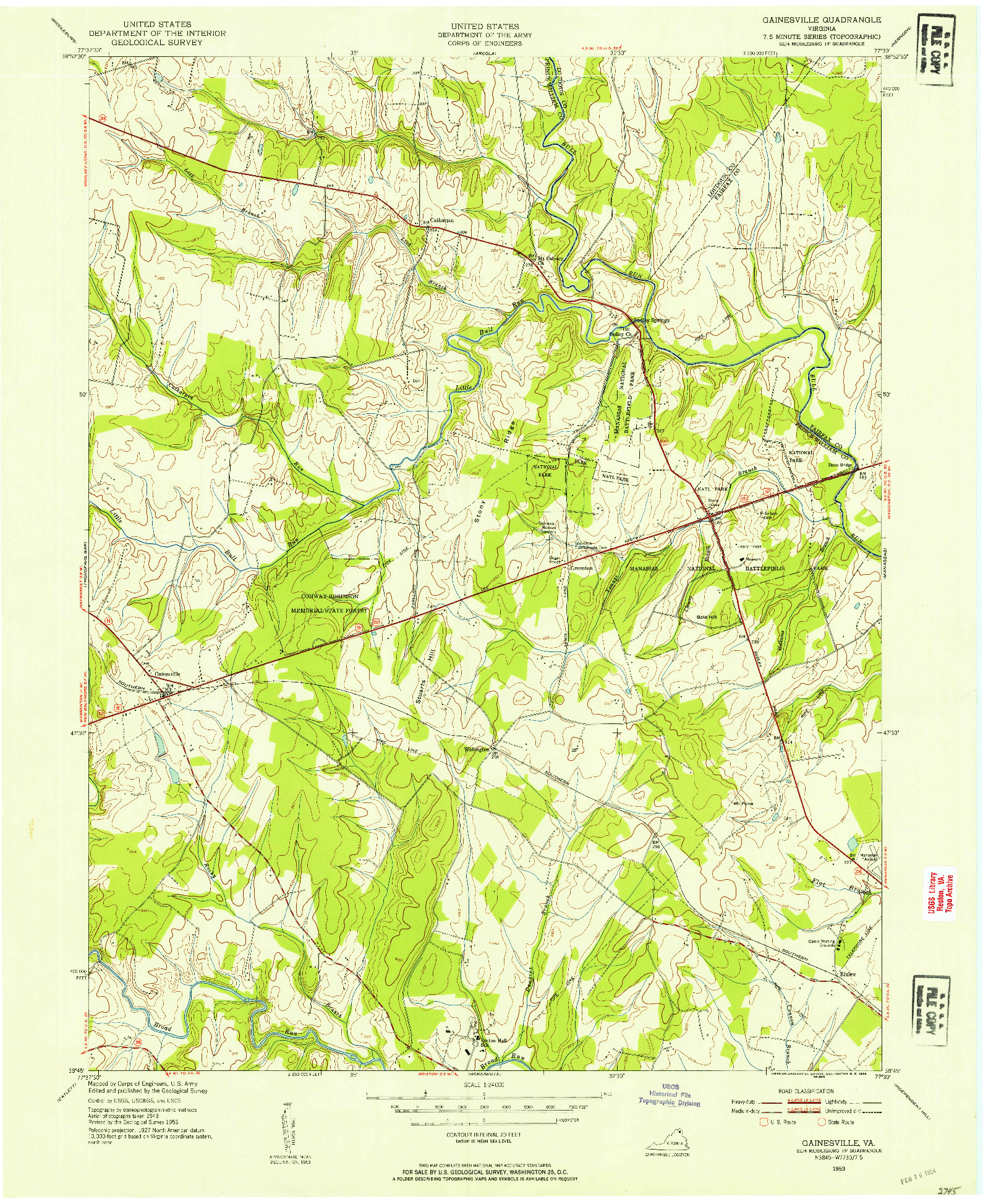USGS 1:24000-SCALE QUADRANGLE FOR GAINESVILLE, VA 1953