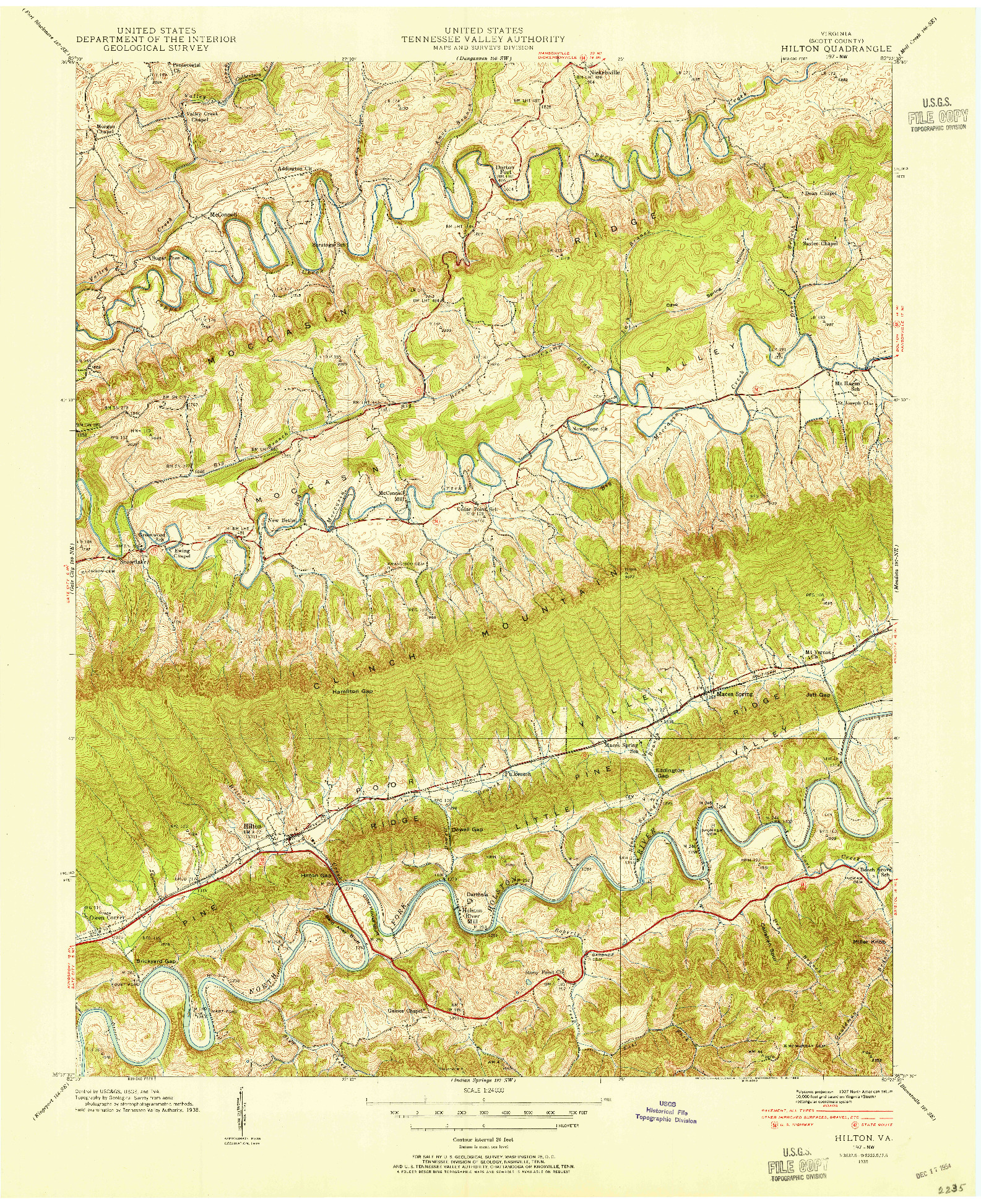 USGS 1:24000-SCALE QUADRANGLE FOR HILTON, VA 1938