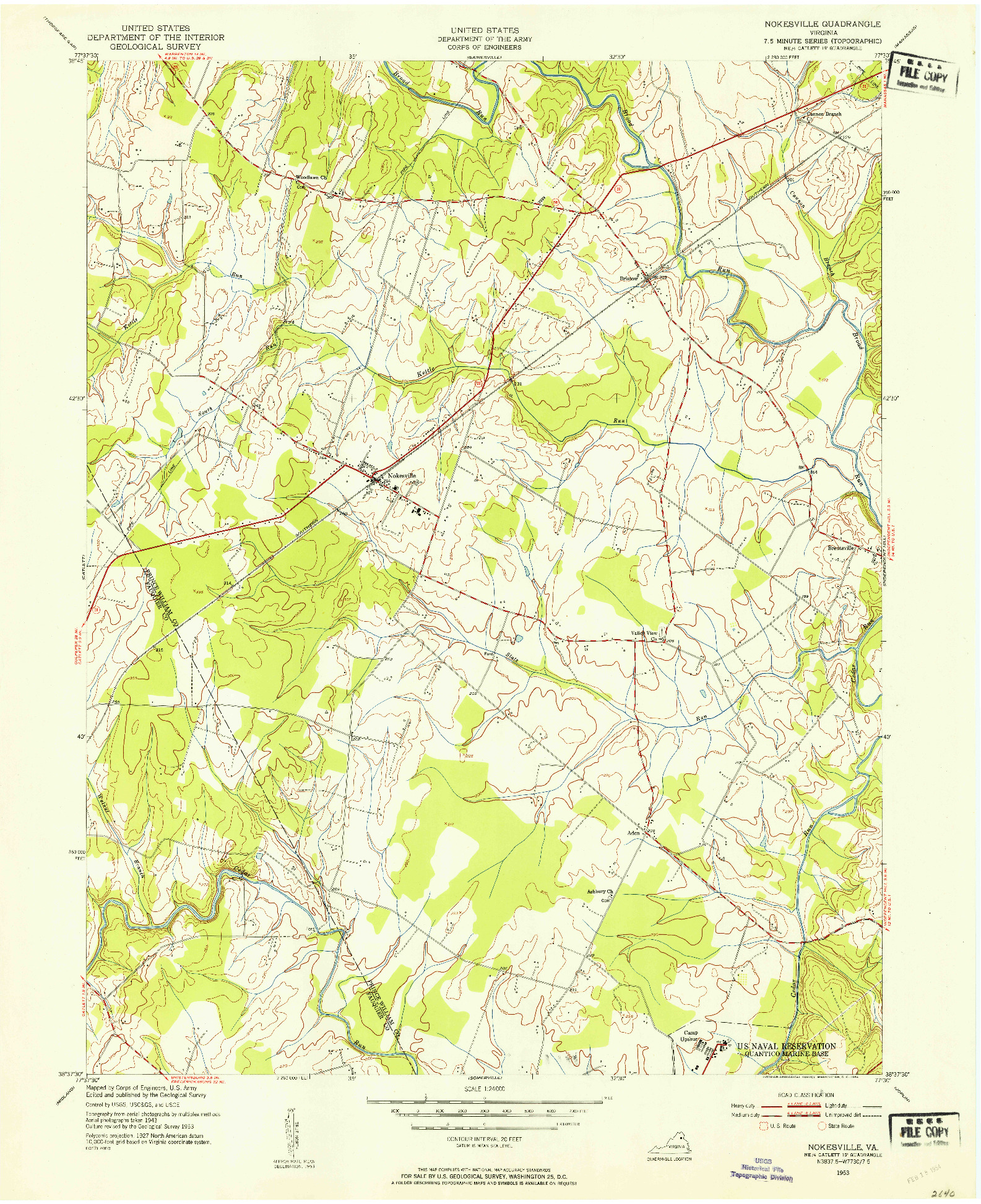 USGS 1:24000-SCALE QUADRANGLE FOR NOKESVILLE, VA 1953