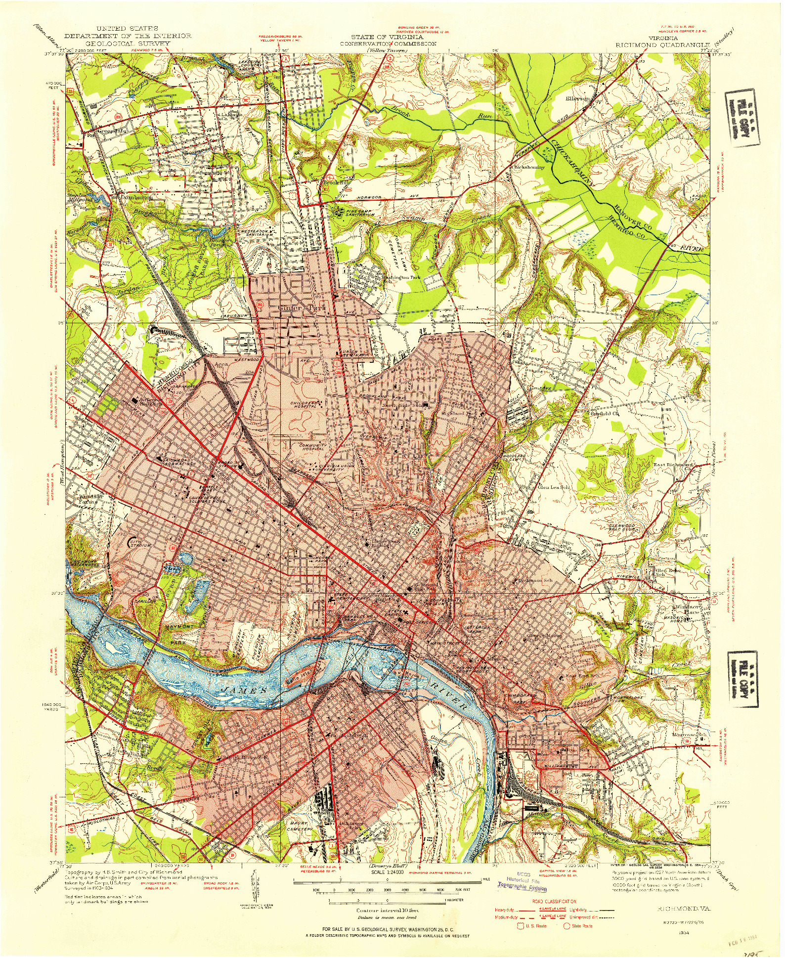 USGS 1:24000-SCALE QUADRANGLE FOR RICHMOND, VA 1934