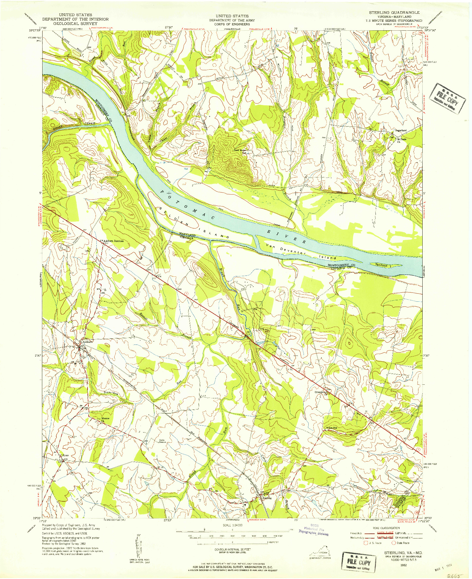 USGS 1:24000-SCALE QUADRANGLE FOR STERLING, VA 1952