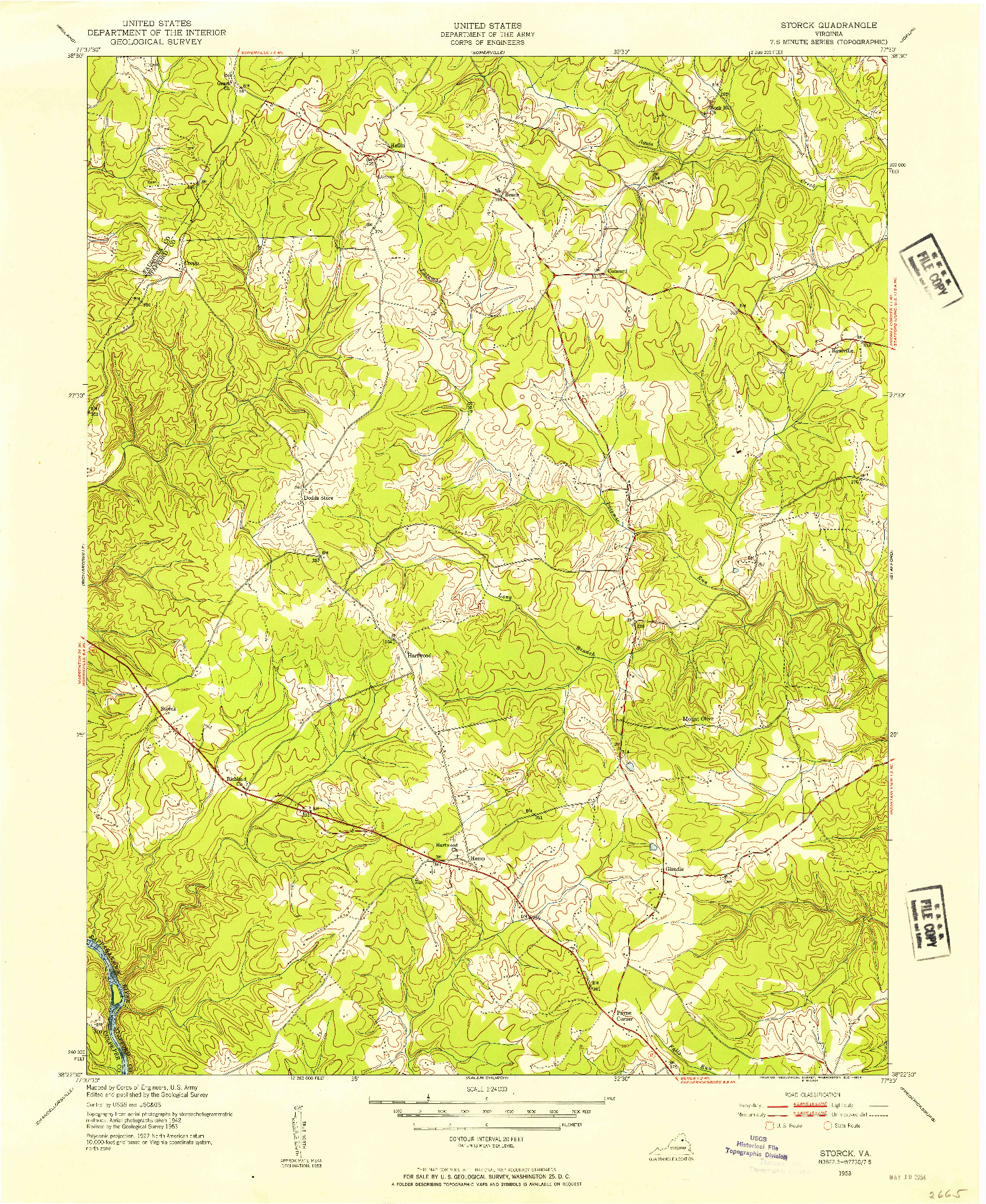 USGS 1:24000-SCALE QUADRANGLE FOR STORCK, VA 1953