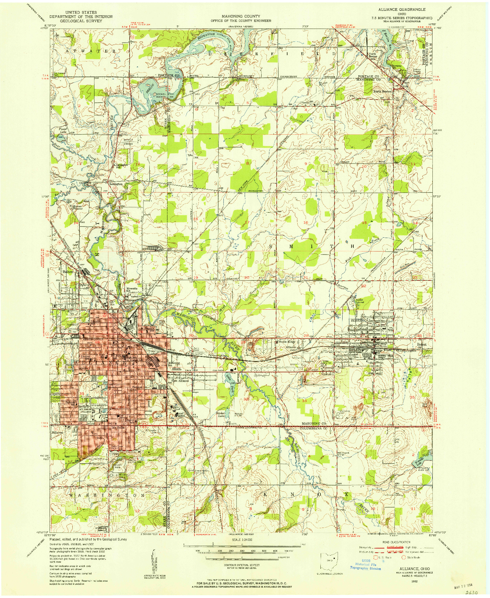 USGS 1:24000-SCALE QUADRANGLE FOR ALLIANCE, OH 1952