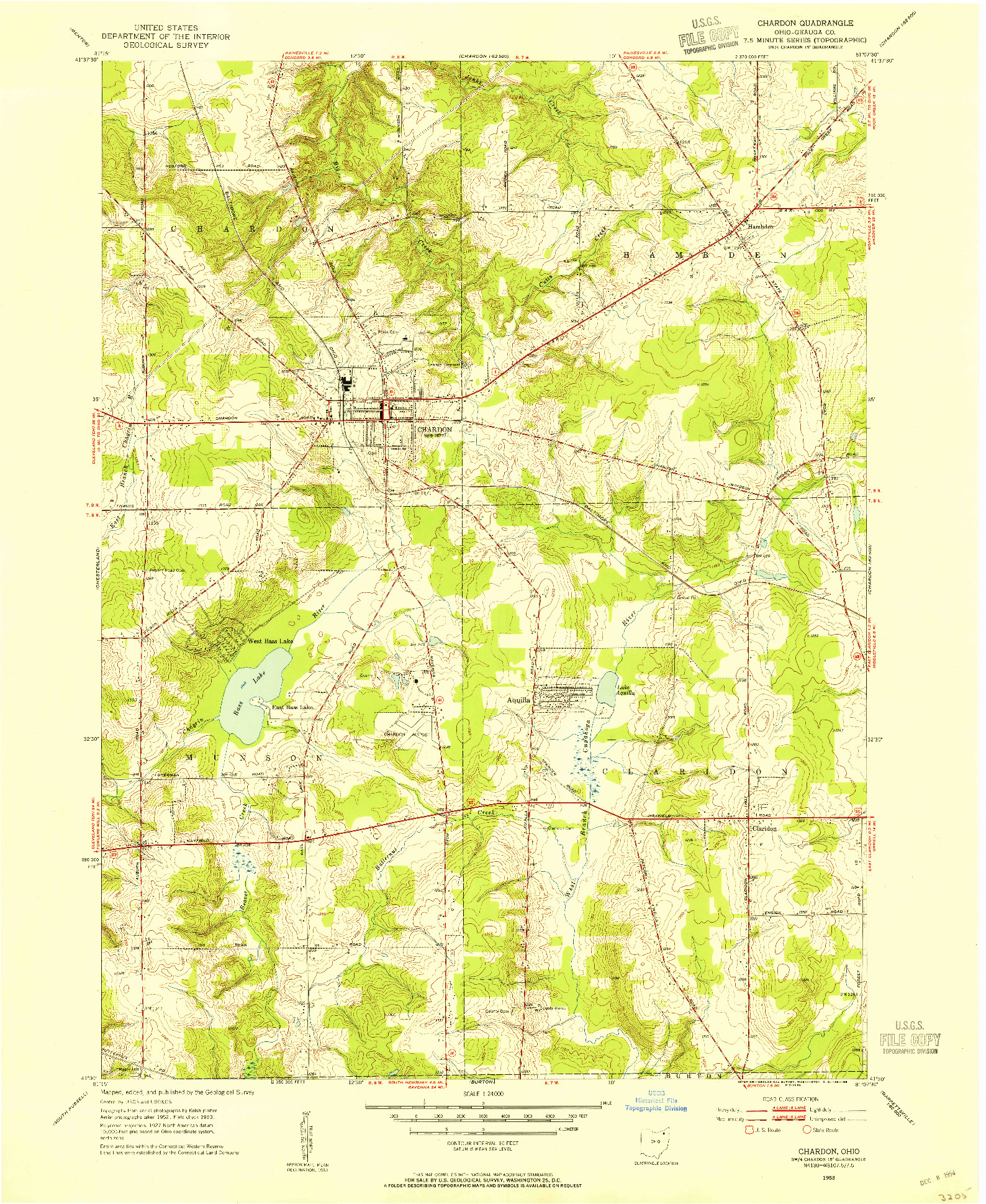 USGS 1:24000-SCALE QUADRANGLE FOR CHARDON, OH 1953