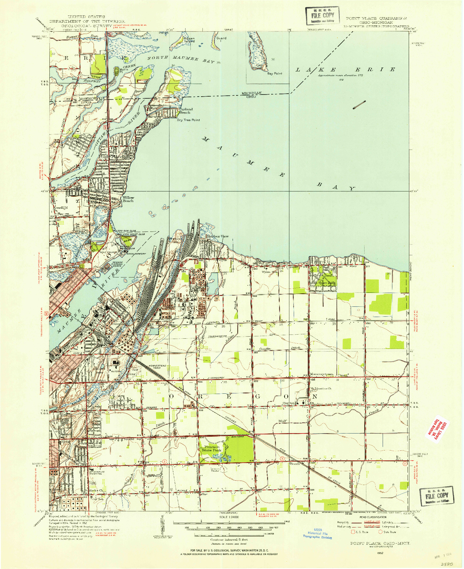 USGS 1:24000-SCALE QUADRANGLE FOR POINT PLACE, OH 1952