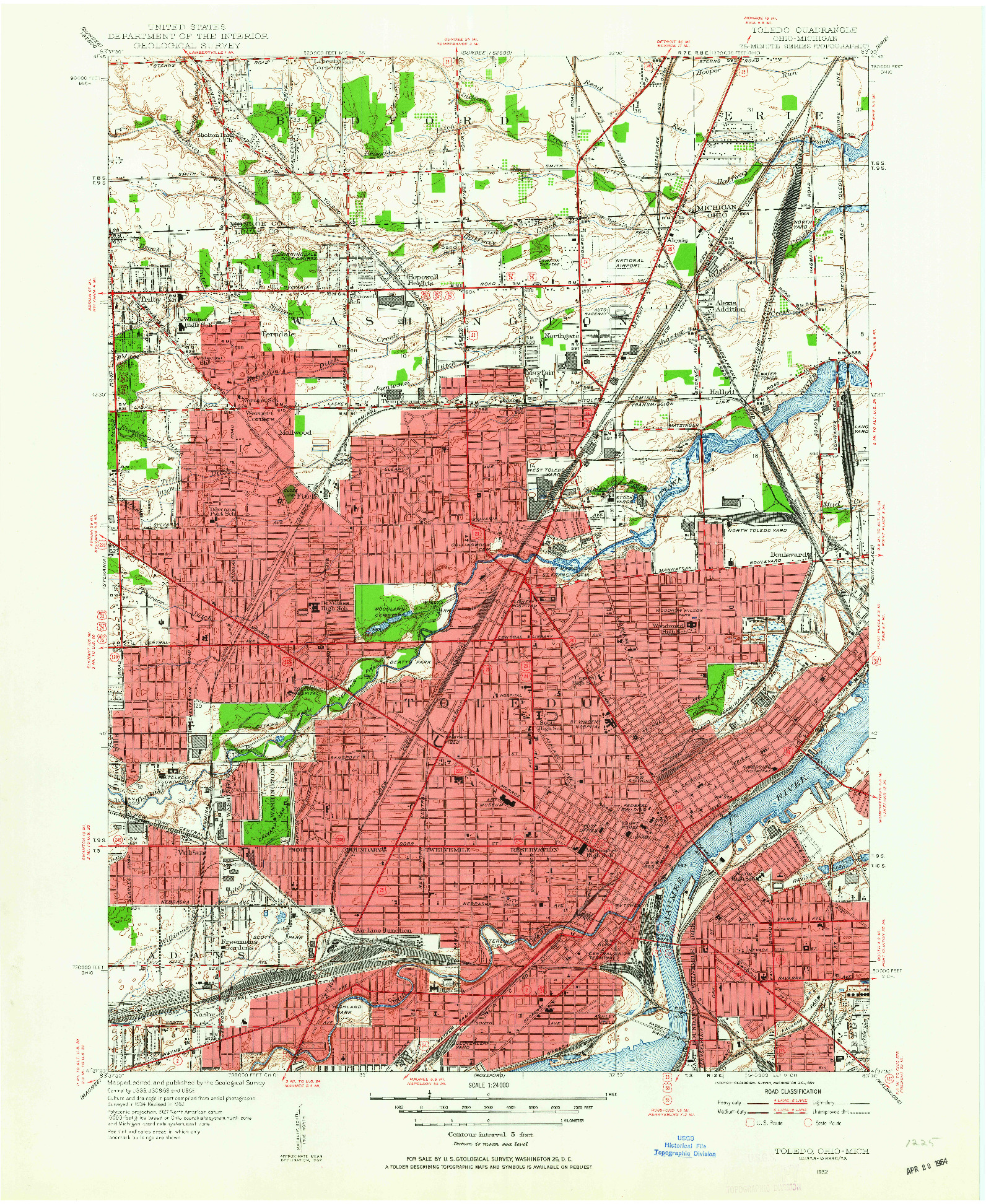 USGS 1:24000-SCALE QUADRANGLE FOR TOLEDO, OH 1952