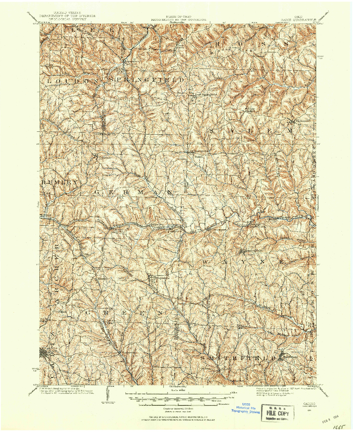 USGS 1:62500-SCALE QUADRANGLE FOR CADIZ, OH 1901