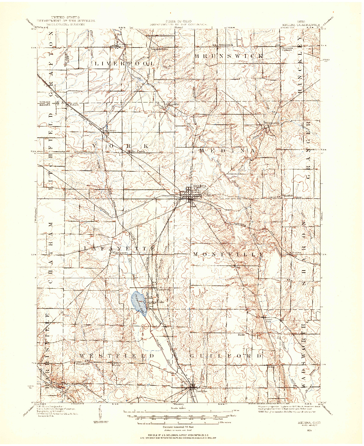 USGS 1:62500-SCALE QUADRANGLE FOR MEDINA, OH 1904