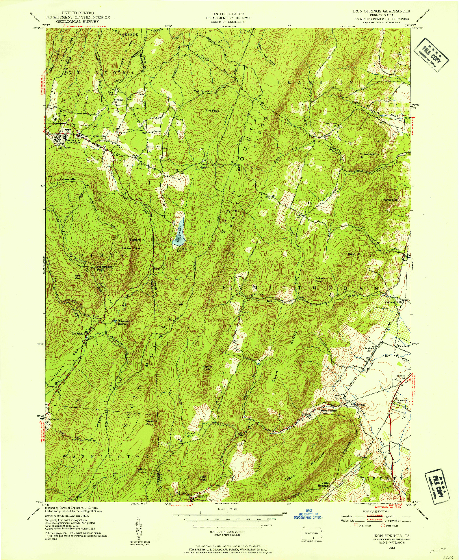 USGS 1:24000-SCALE QUADRANGLE FOR IRON SPRINGS, PA 1953