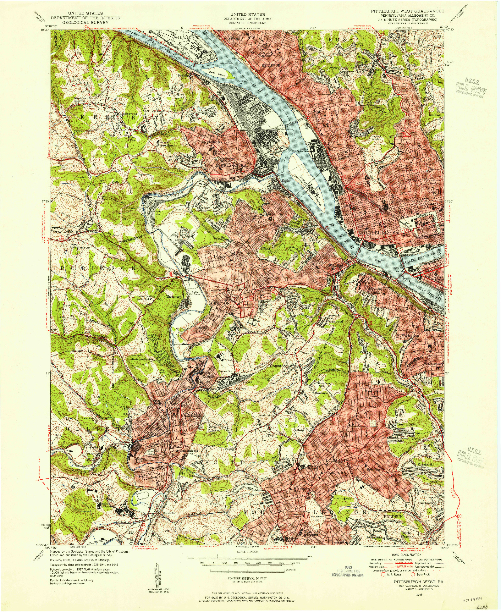 USGS 1:24000-SCALE QUADRANGLE FOR PITTSBURGH WEST, PA 1948