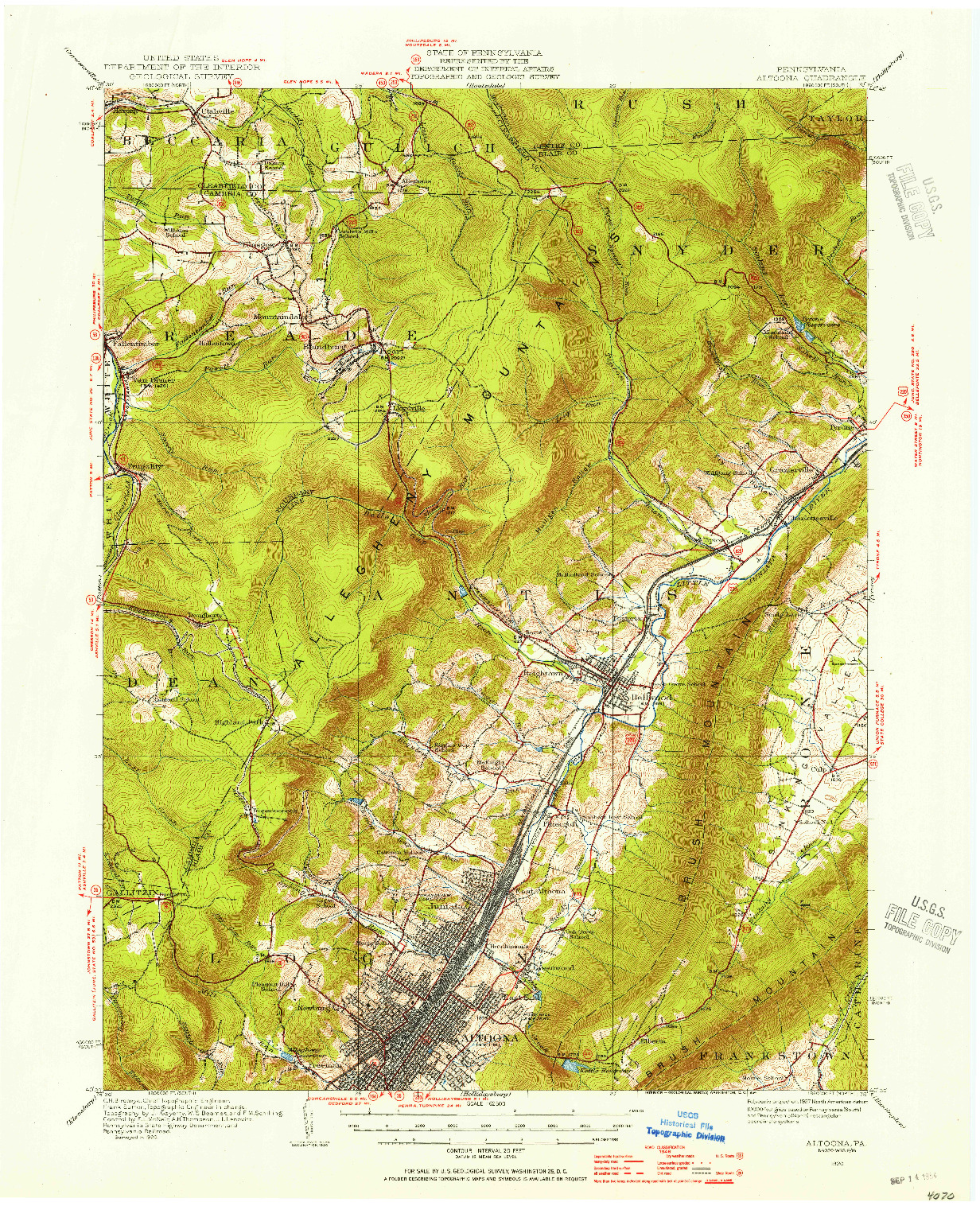 USGS 1:62500-SCALE QUADRANGLE FOR ALTOONA, PA 1920