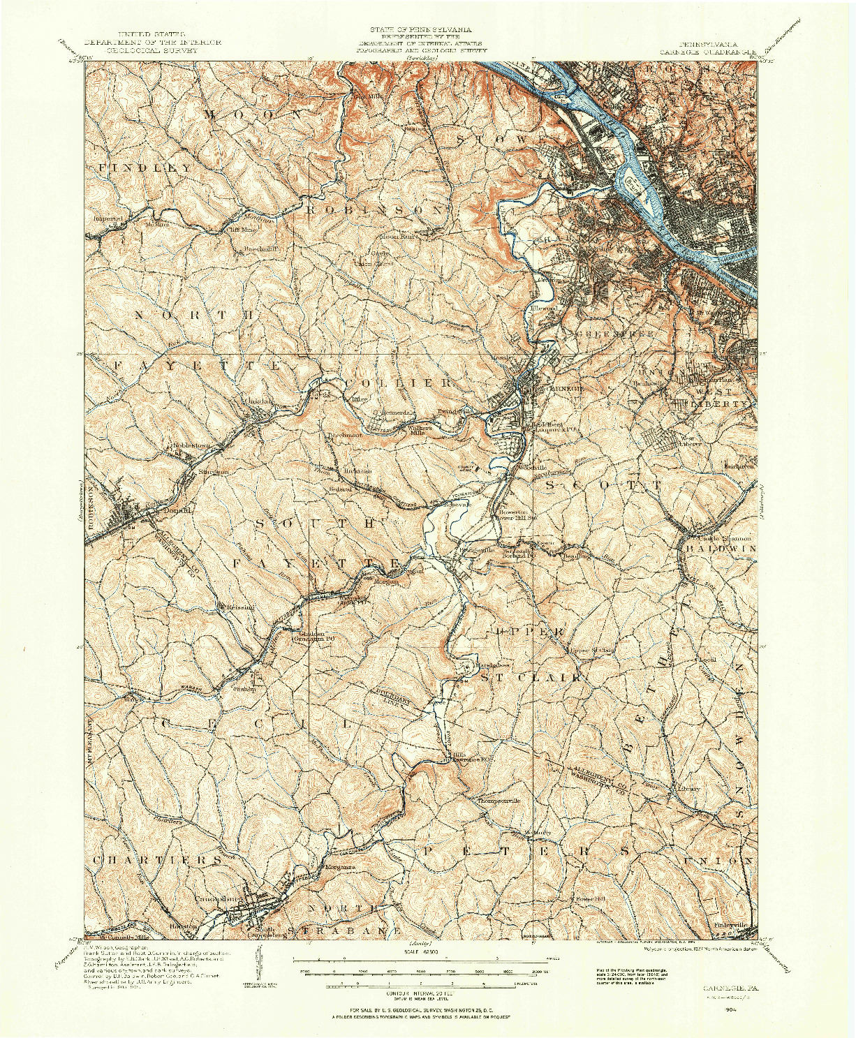 USGS 1:62500-SCALE QUADRANGLE FOR CARNEGIE, PA 1904
