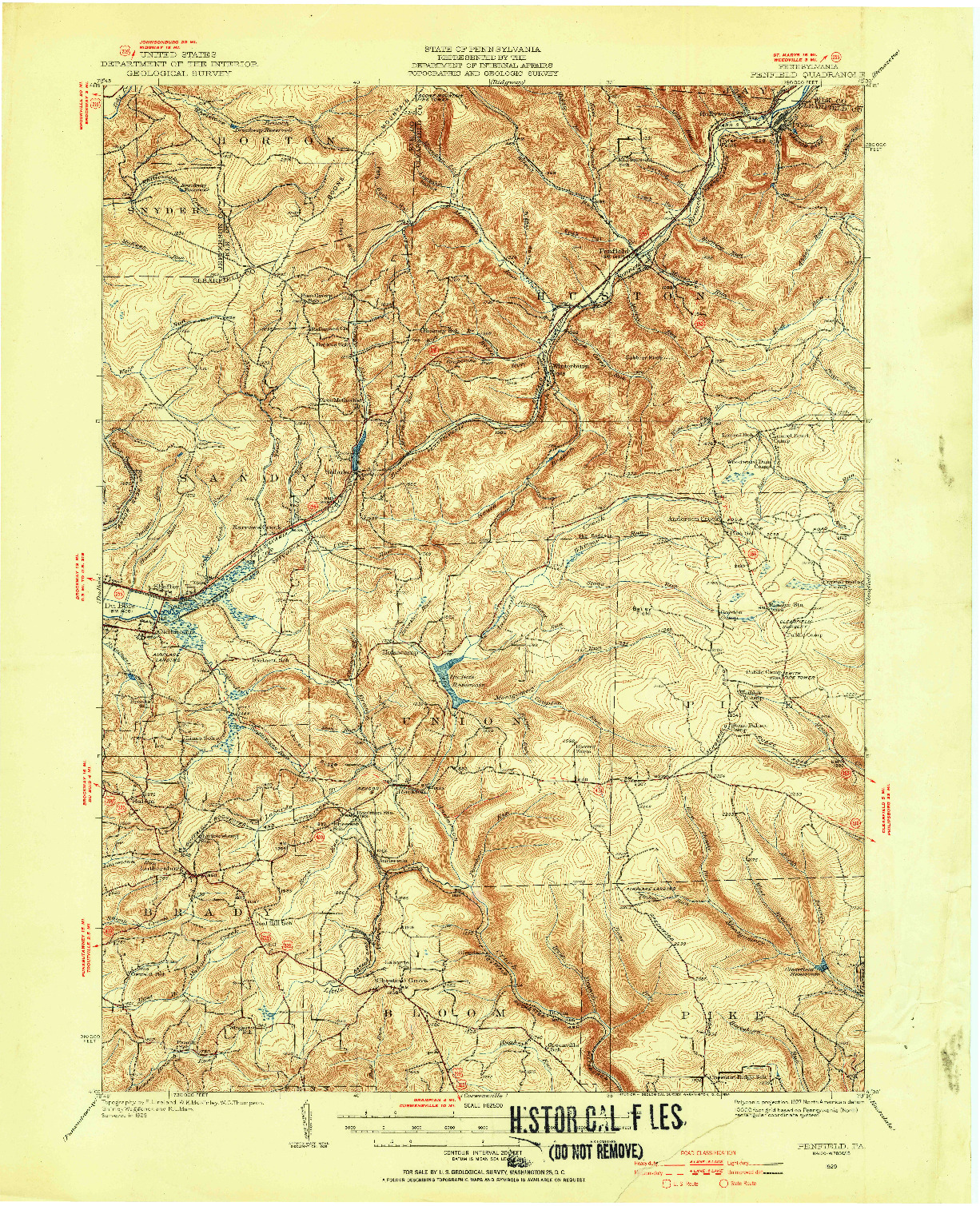 USGS 1:62500-SCALE QUADRANGLE FOR PENFIELD, PA 1929