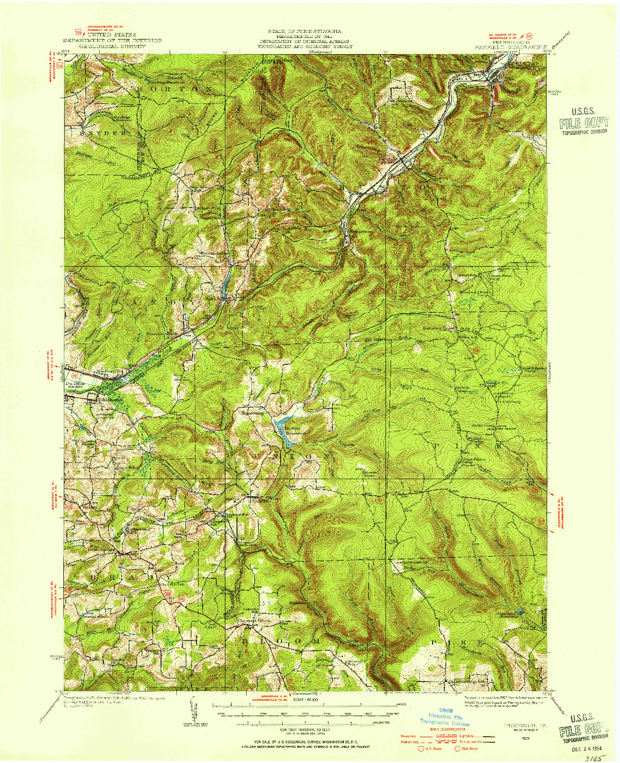 USGS 1:62500-SCALE QUADRANGLE FOR PENFIELD, PA 1929