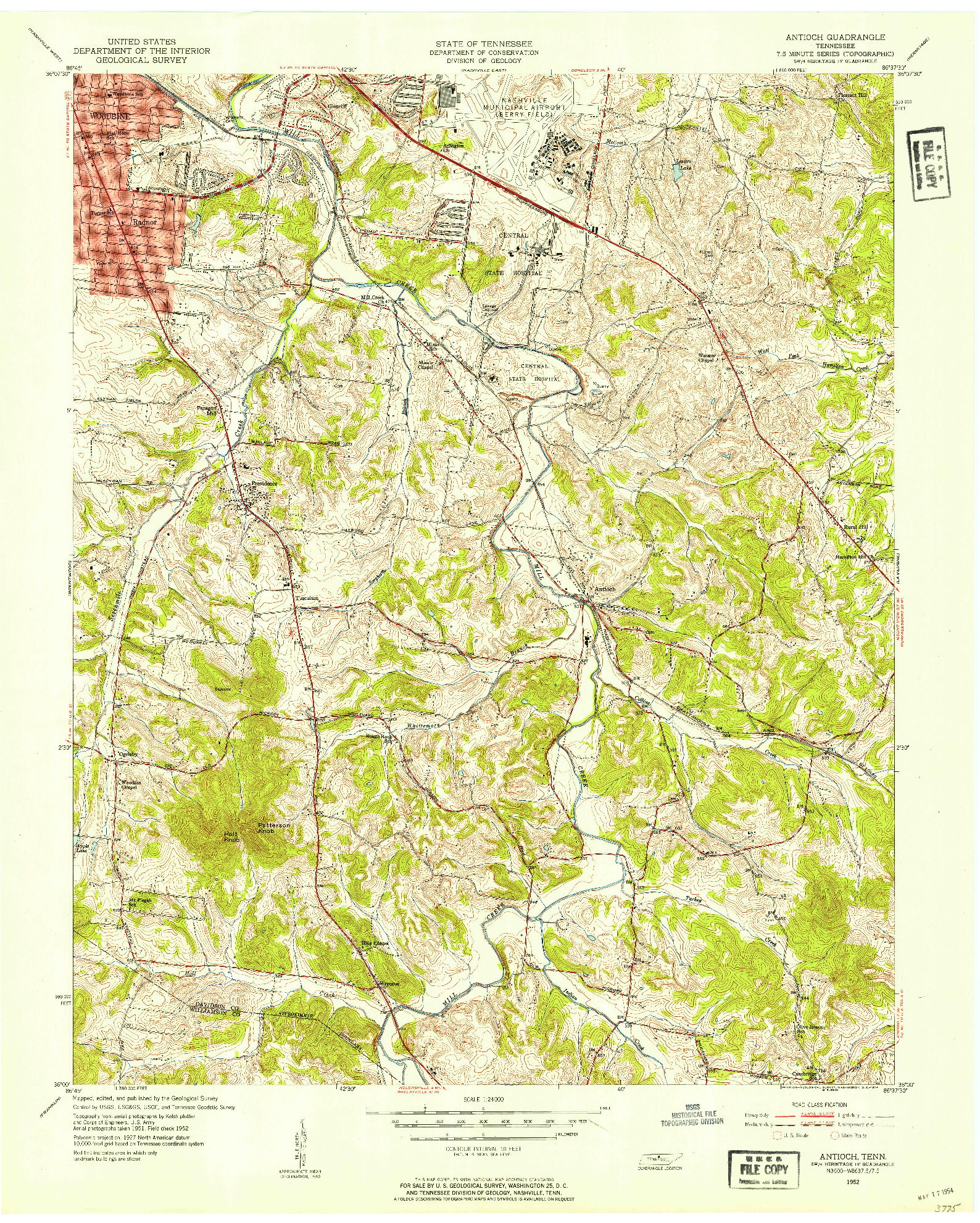 USGS 1:24000-SCALE QUADRANGLE FOR ANTIOCH, TN 1952