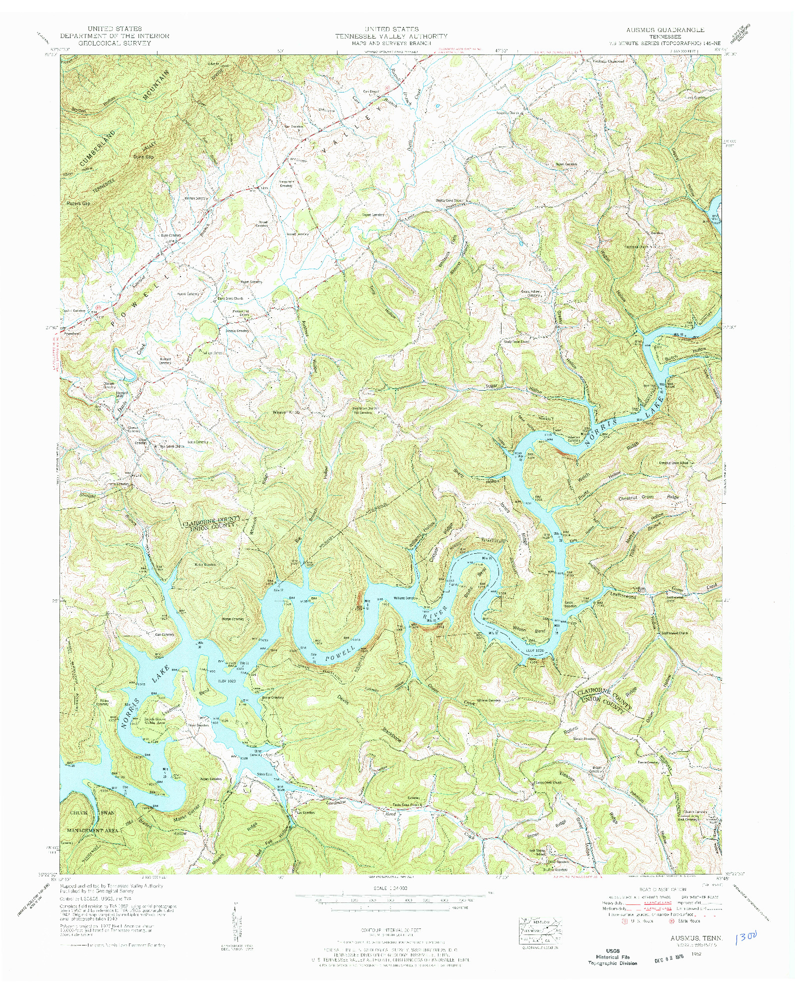 USGS 1:24000-SCALE QUADRANGLE FOR AUSMUS, TN 1952