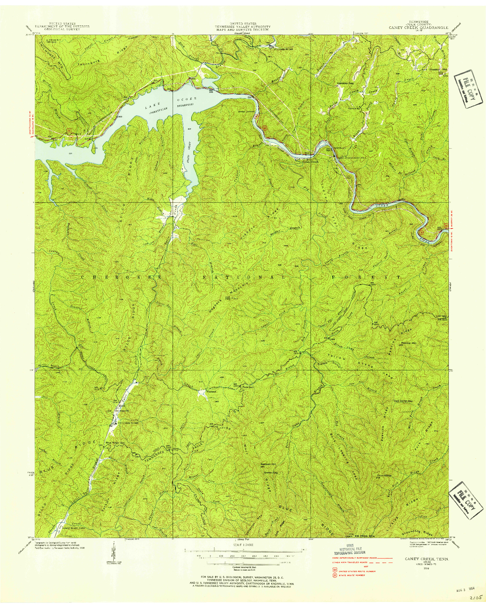 USGS 1:24000-SCALE QUADRANGLE FOR CANEY CREEK, TN 1938