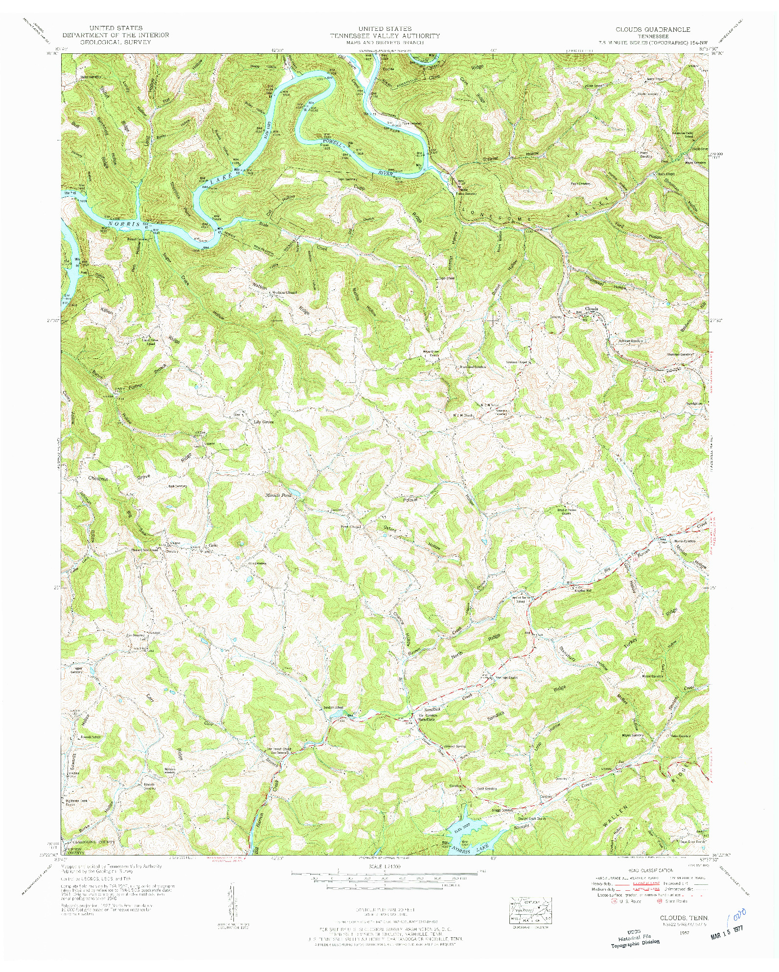 USGS 1:24000-SCALE QUADRANGLE FOR CLOUDS, TN 1952