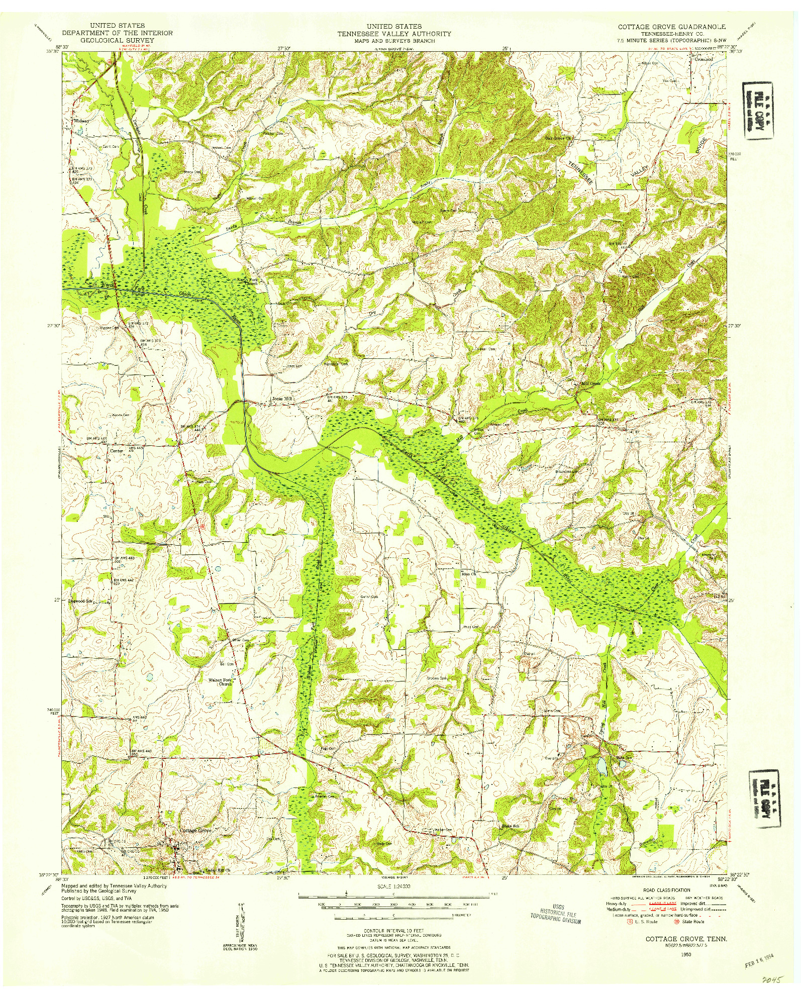 USGS 1:24000-SCALE QUADRANGLE FOR COTTAGE GROVE, TN 1950