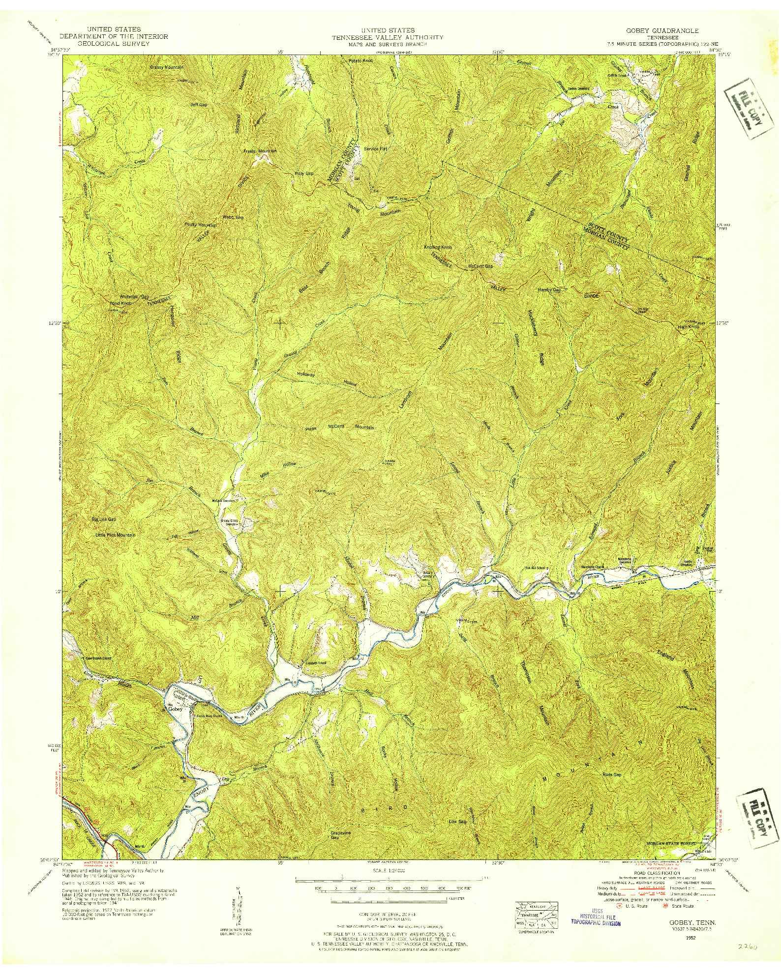 USGS 1:24000-SCALE QUADRANGLE FOR GOBEY, TN 1952