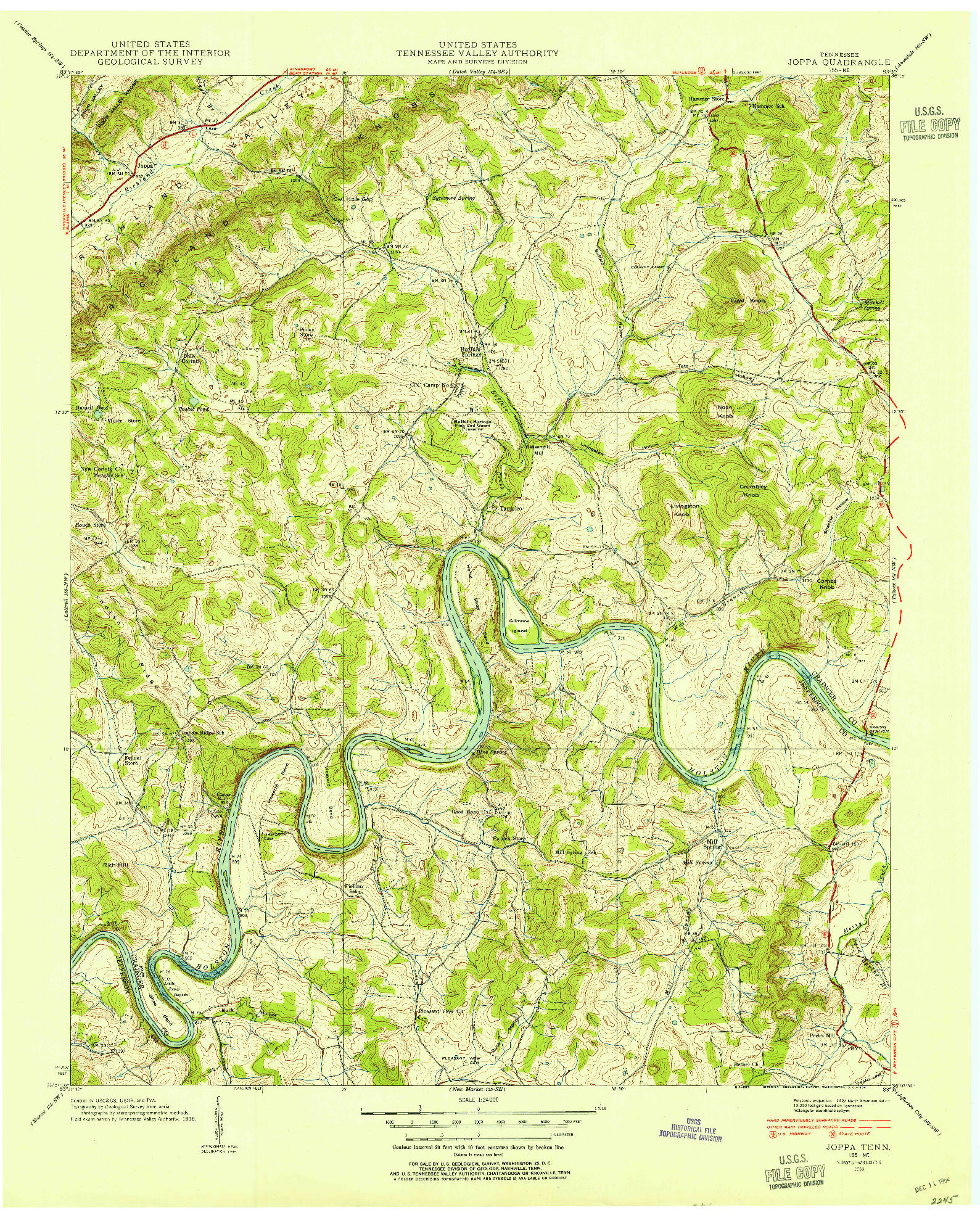 USGS 1:24000-SCALE QUADRANGLE FOR JOPPA, TN 1938