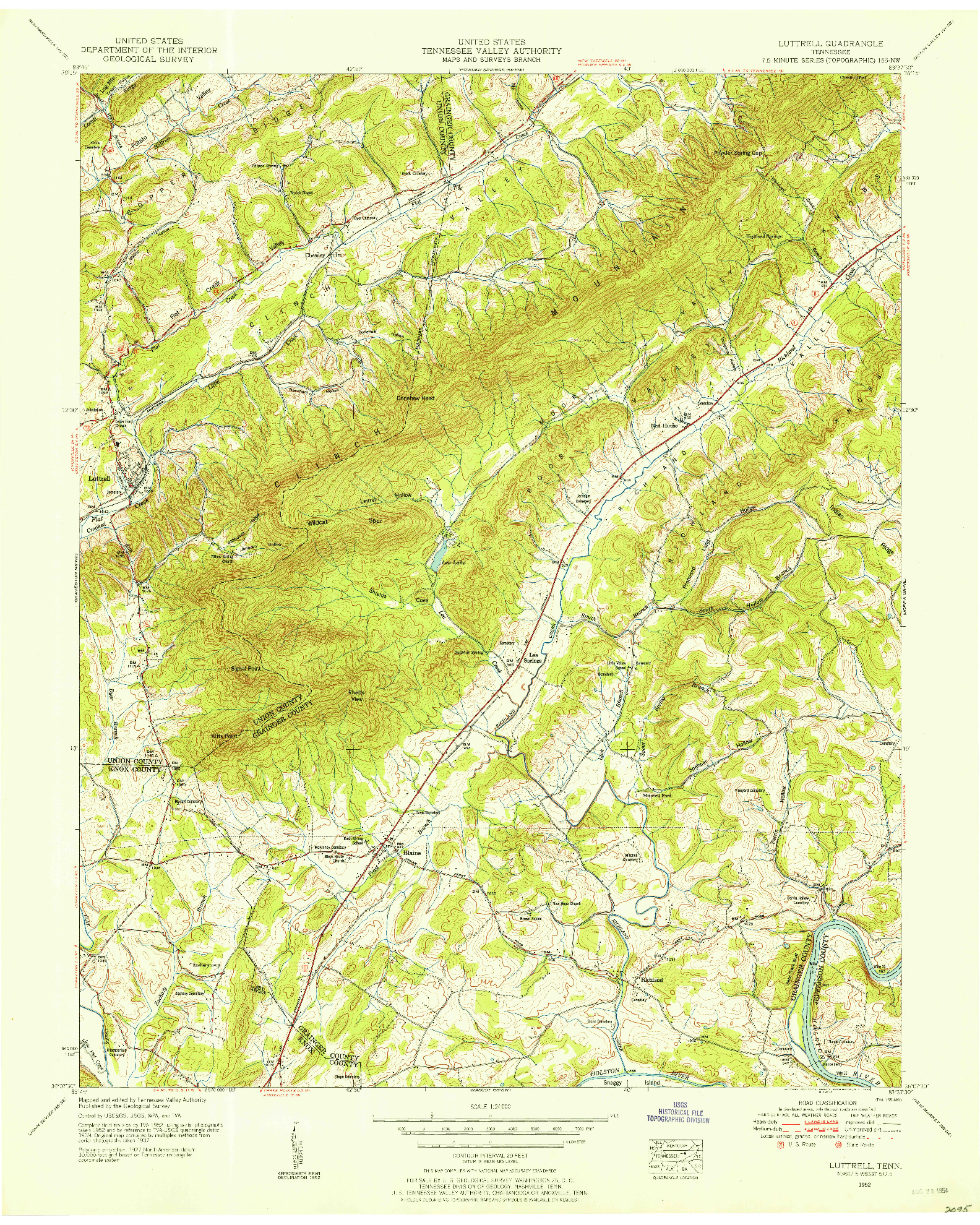 USGS 1:24000-SCALE QUADRANGLE FOR LUTTRELL, TN 1952