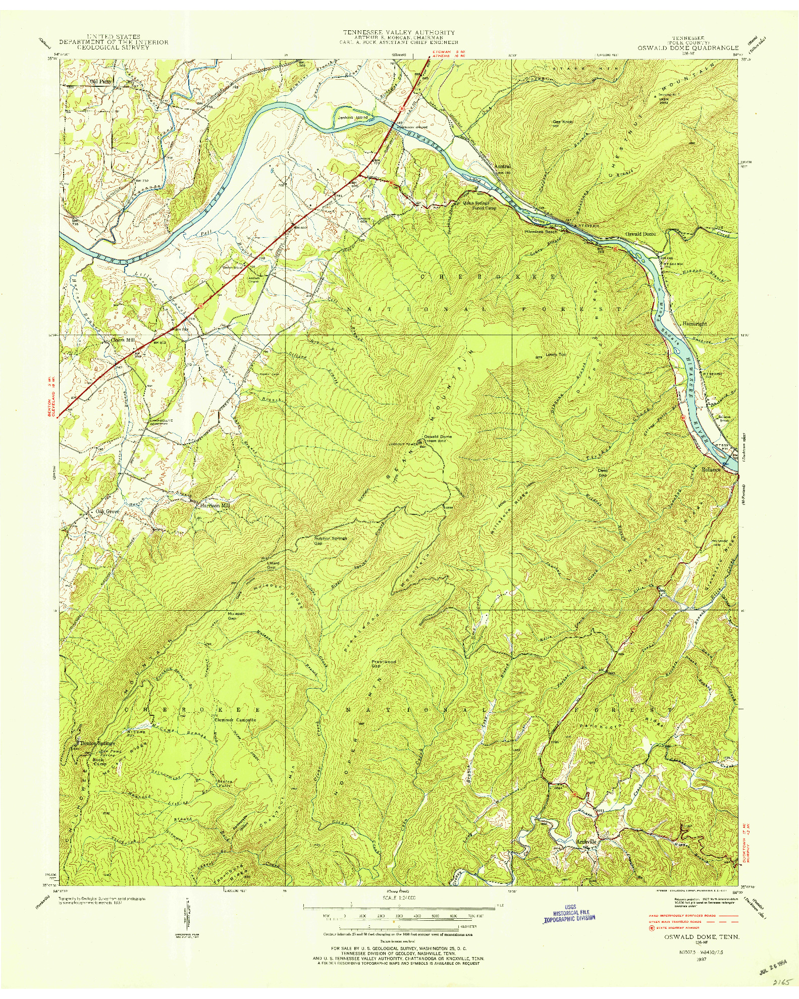 USGS 1:24000-SCALE QUADRANGLE FOR OSWALD DOME, TN 1937