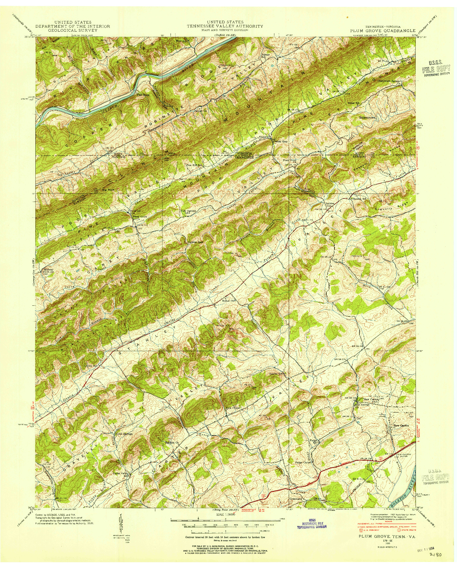 USGS 1:24000-SCALE QUADRANGLE FOR PLUM GROVE, TN 1939