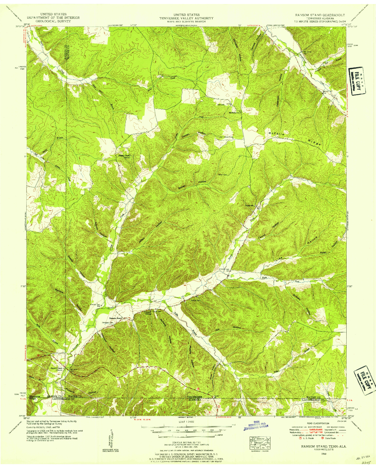 USGS 1:24000-SCALE QUADRANGLE FOR RANSOM STAND, TN 1950