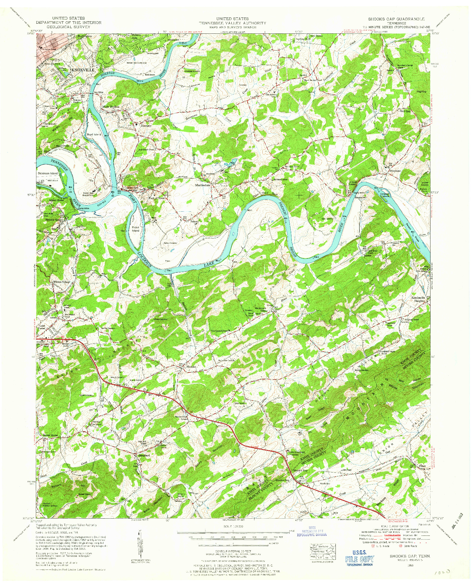 USGS 1:24000-SCALE QUADRANGLE FOR SHOOKS GAP, TN 1953