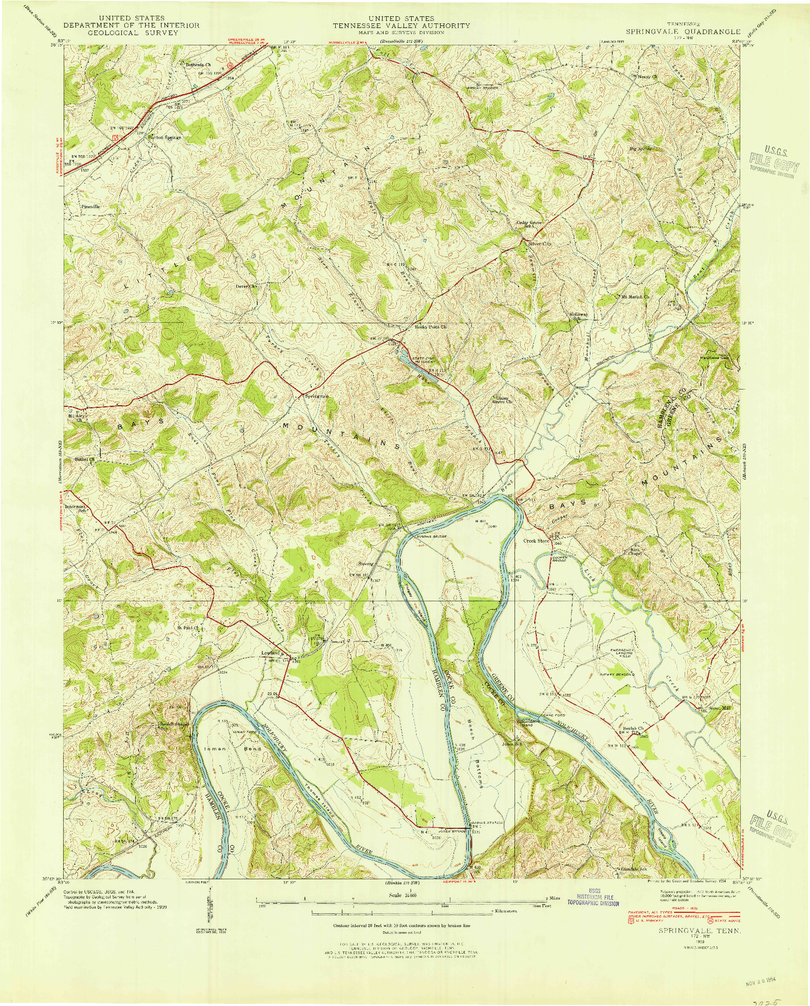 USGS 1:24000-SCALE QUADRANGLE FOR SPRINGVALE, TN 1939