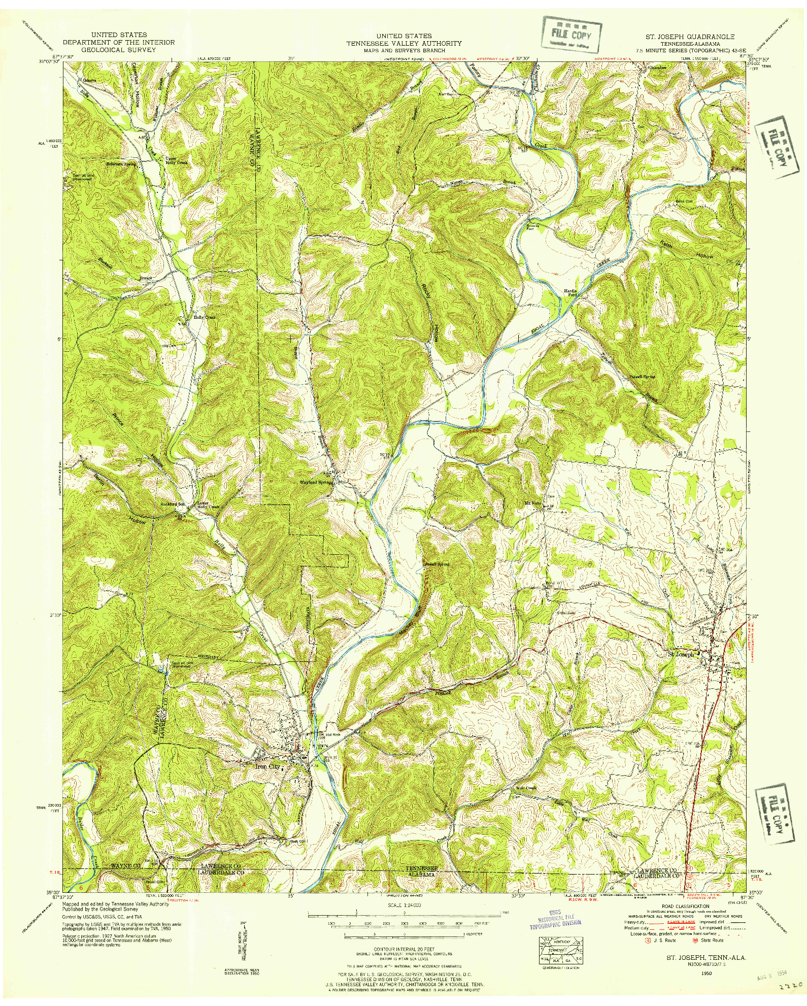 USGS 1:24000-SCALE QUADRANGLE FOR ST. JOSEPH, TN 1950