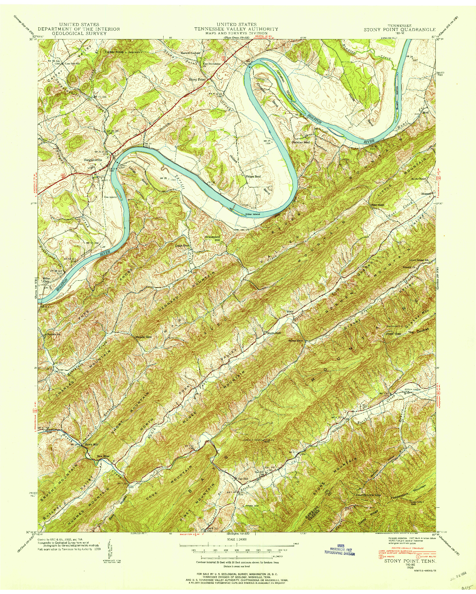 USGS 1:24000-SCALE QUADRANGLE FOR STONY POINT, TN 1939