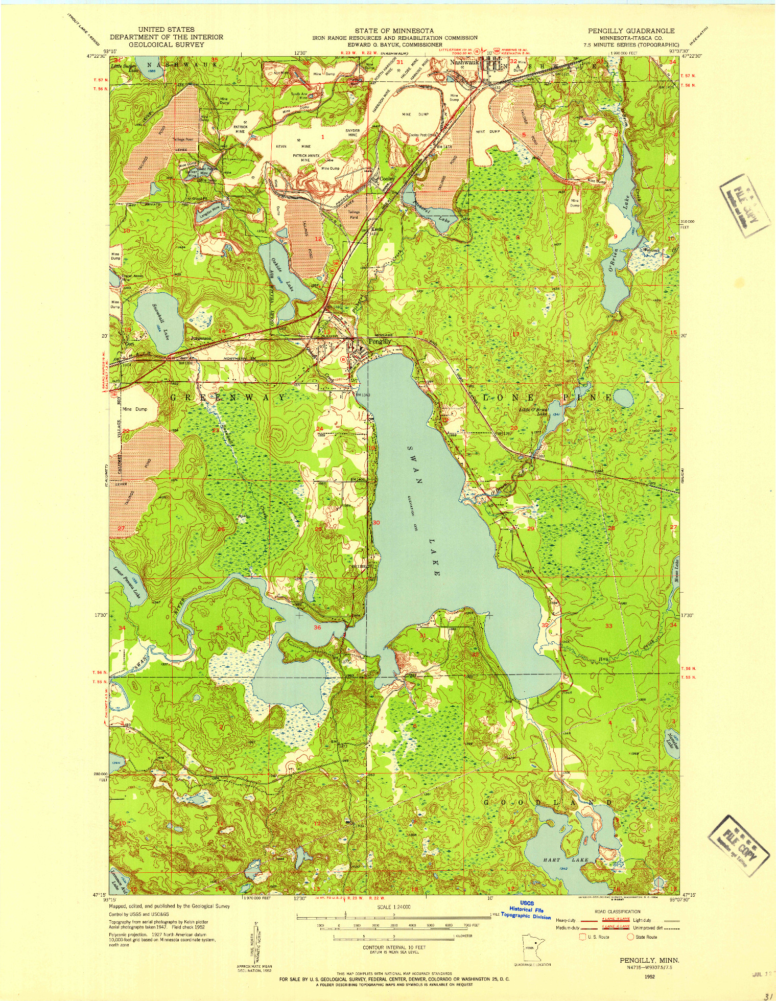 USGS 1:24000-SCALE QUADRANGLE FOR PENGILLY, MN 1952