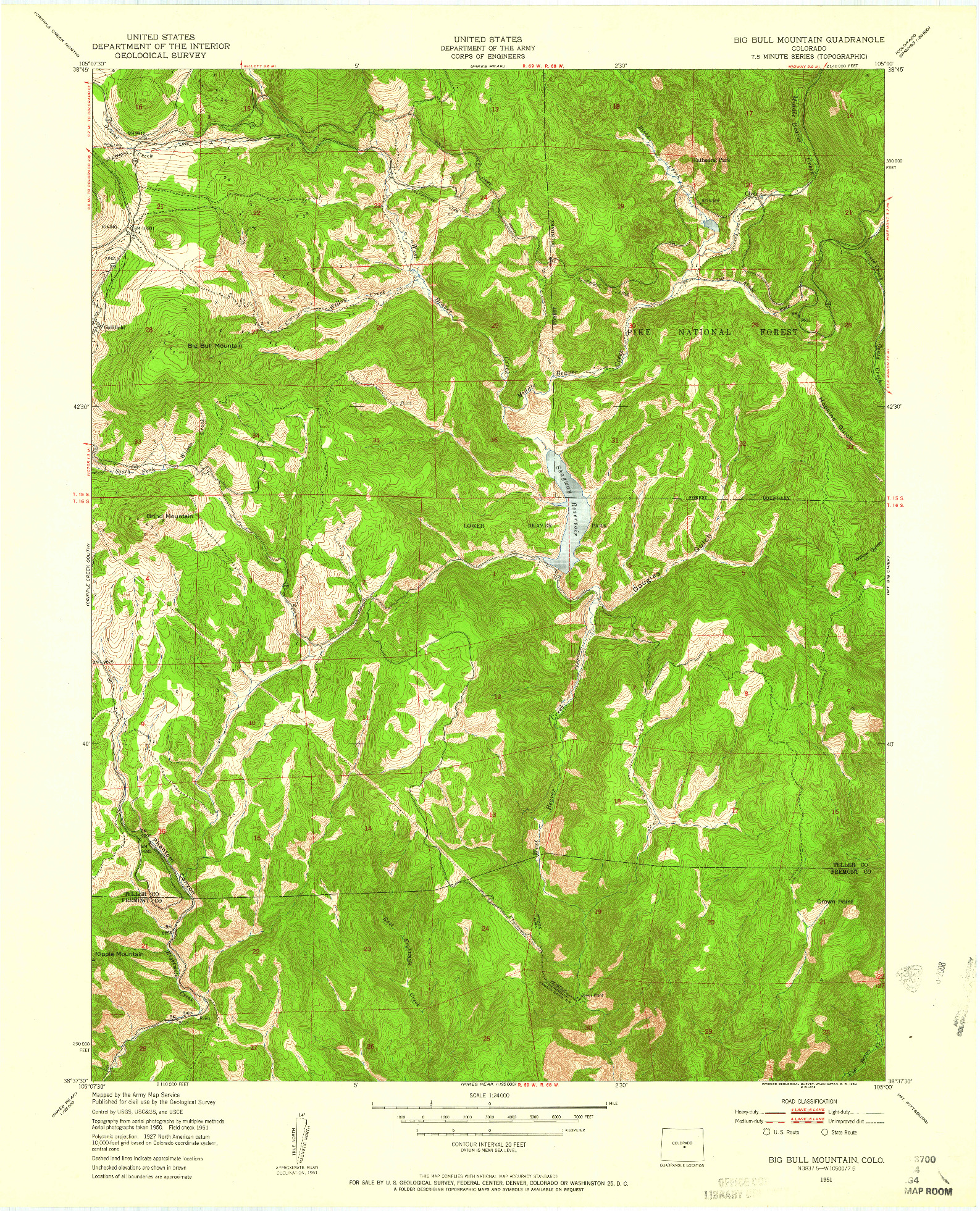 USGS 1:24000-SCALE QUADRANGLE FOR BIG BULL MOUNTAIN, CO 1951