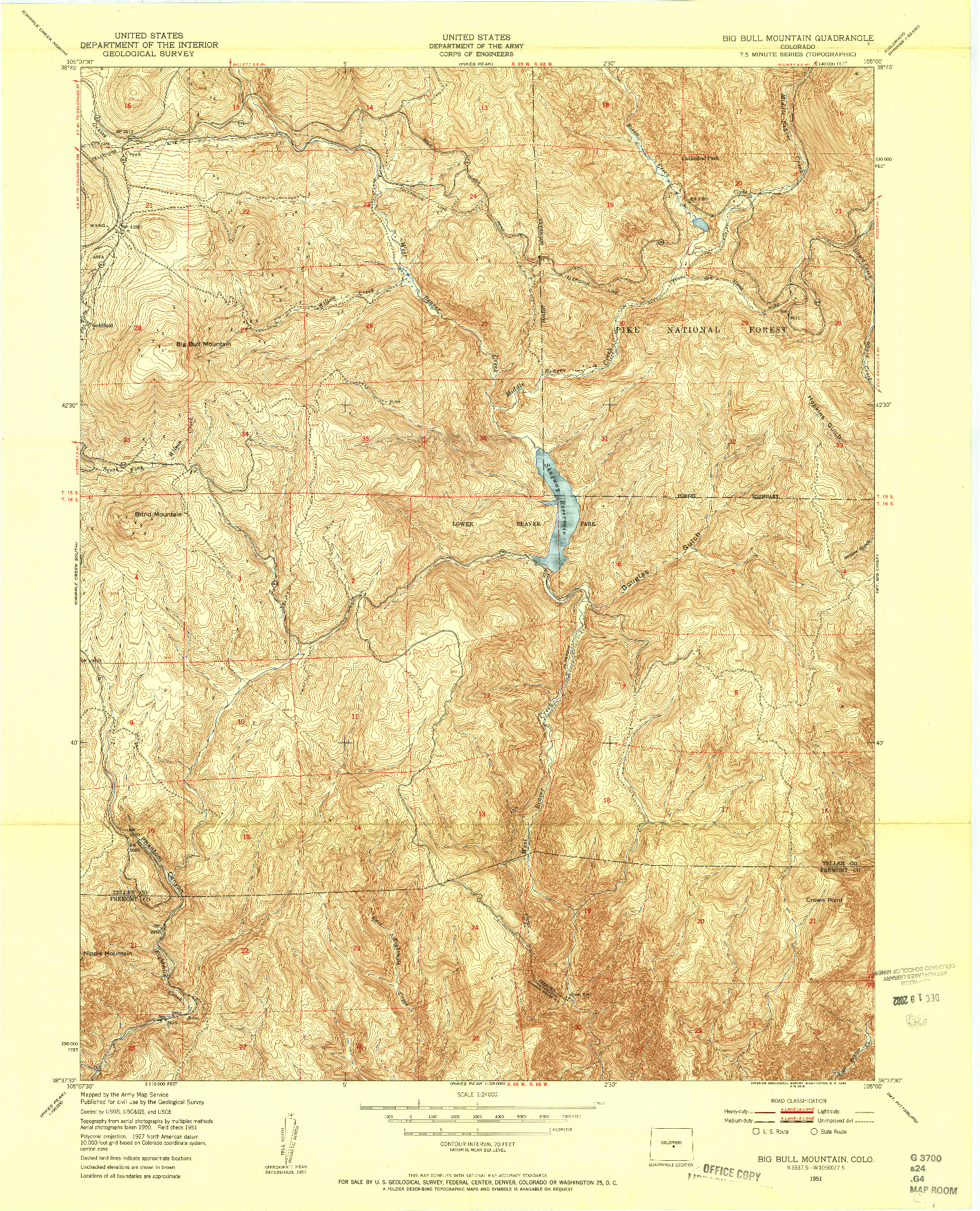 USGS 1:24000-SCALE QUADRANGLE FOR BIG BULL MOUNTAIN, CO 1951