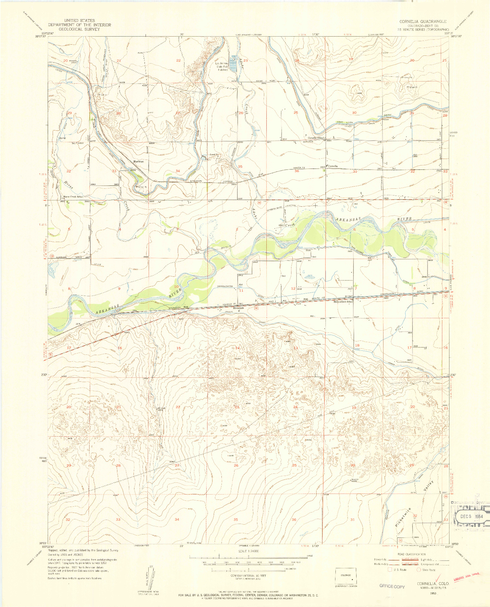 USGS 1:24000-SCALE QUADRANGLE FOR CORNELIA, CO 1953