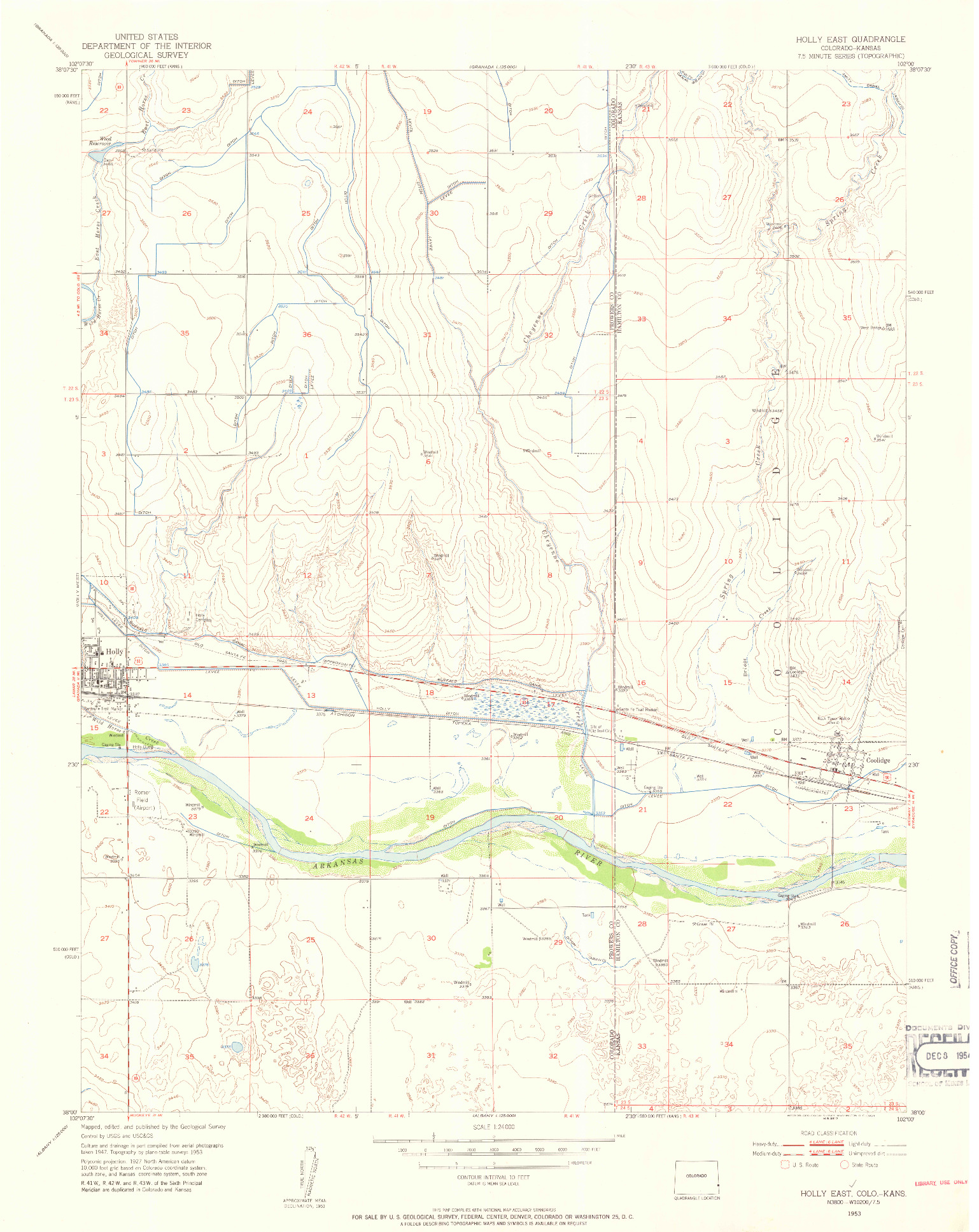 USGS 1:24000-SCALE QUADRANGLE FOR HOLLY EAST, CO 1953