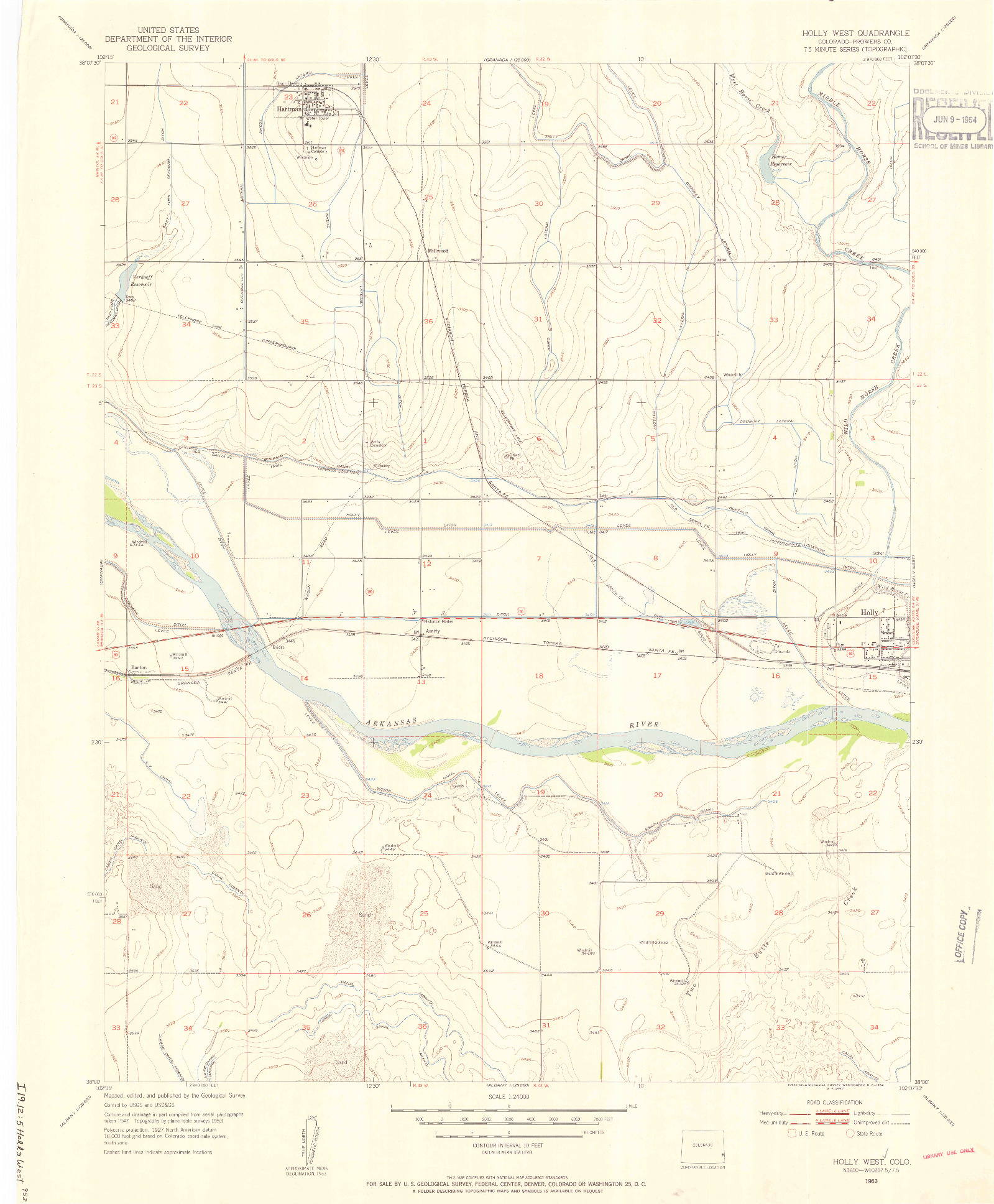 USGS 1:24000-SCALE QUADRANGLE FOR HOLLY WEST, CO 1953